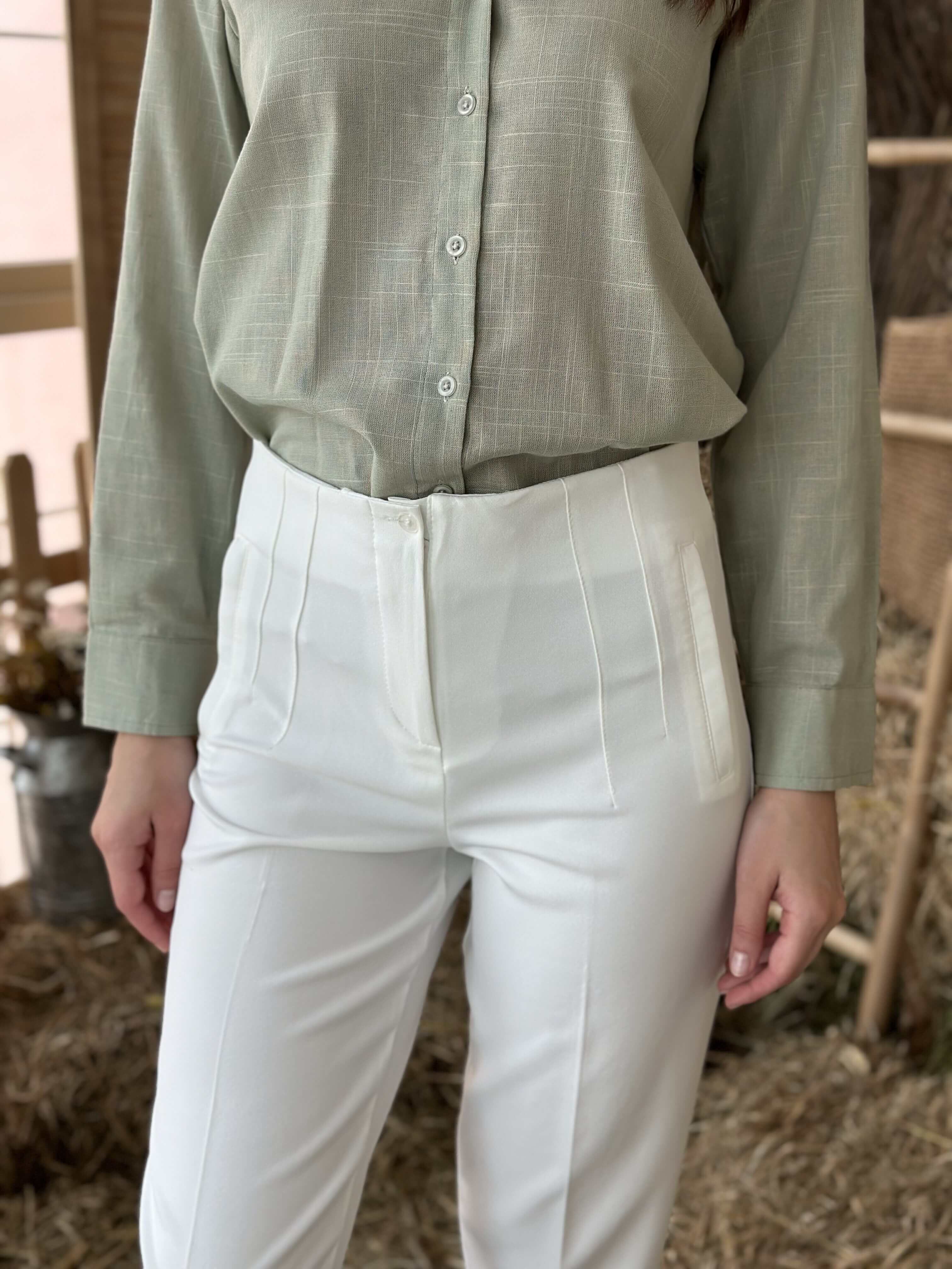 Trending Solid Pants - White - Image 2