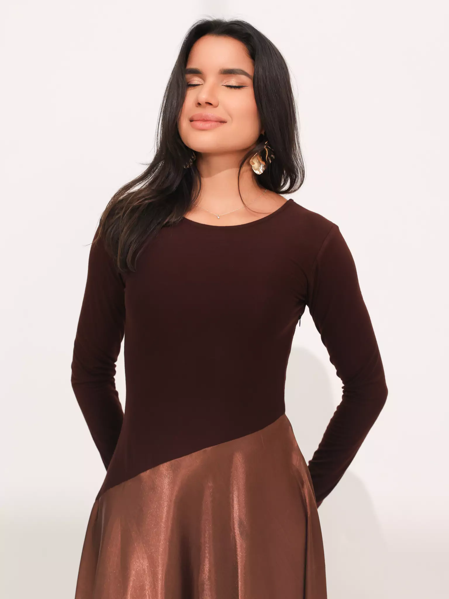 Truffra Brown Silk Jersey Dress - Image 10