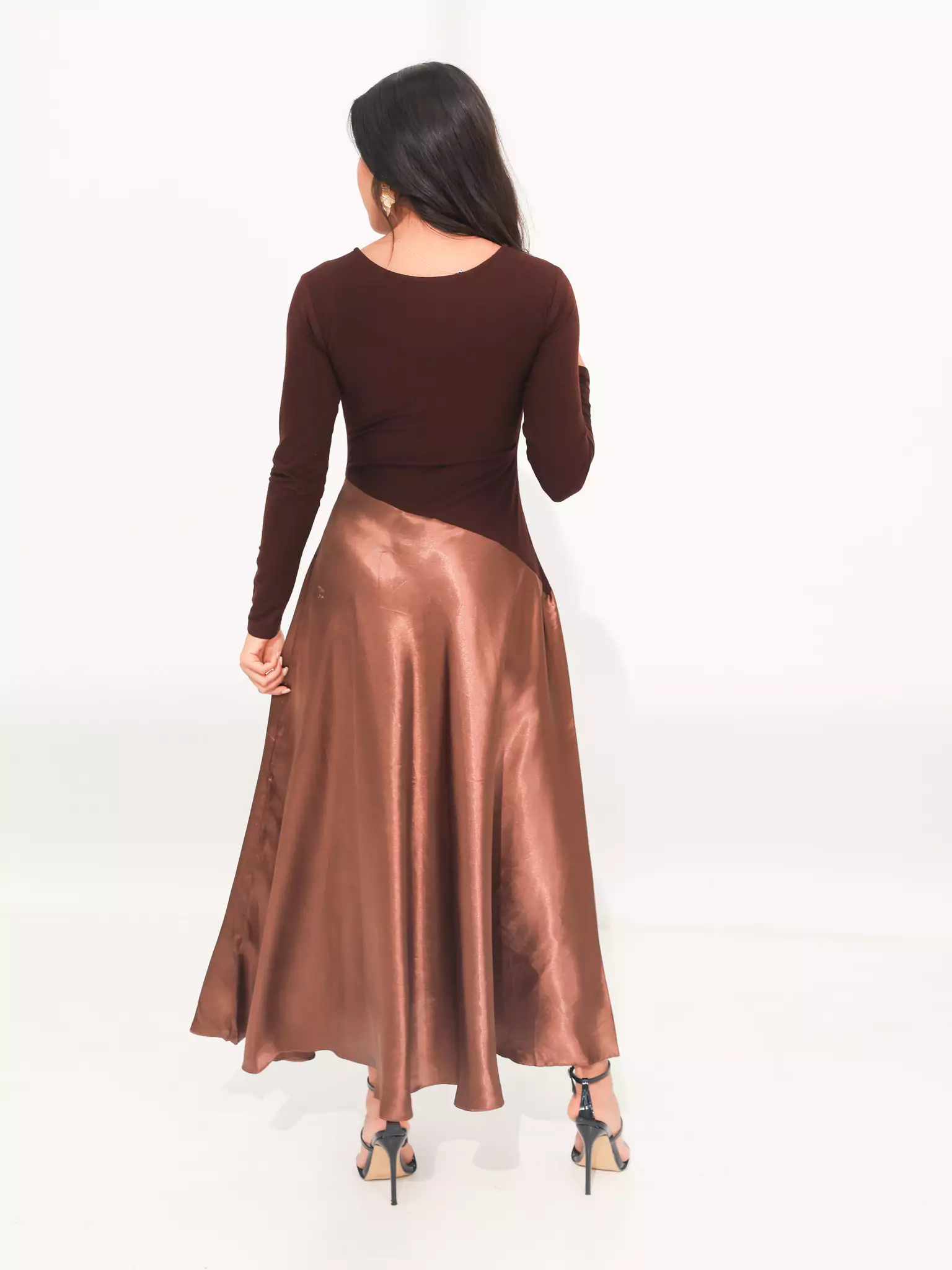 Truffra Brown Silk Jersey Dress - Image 4