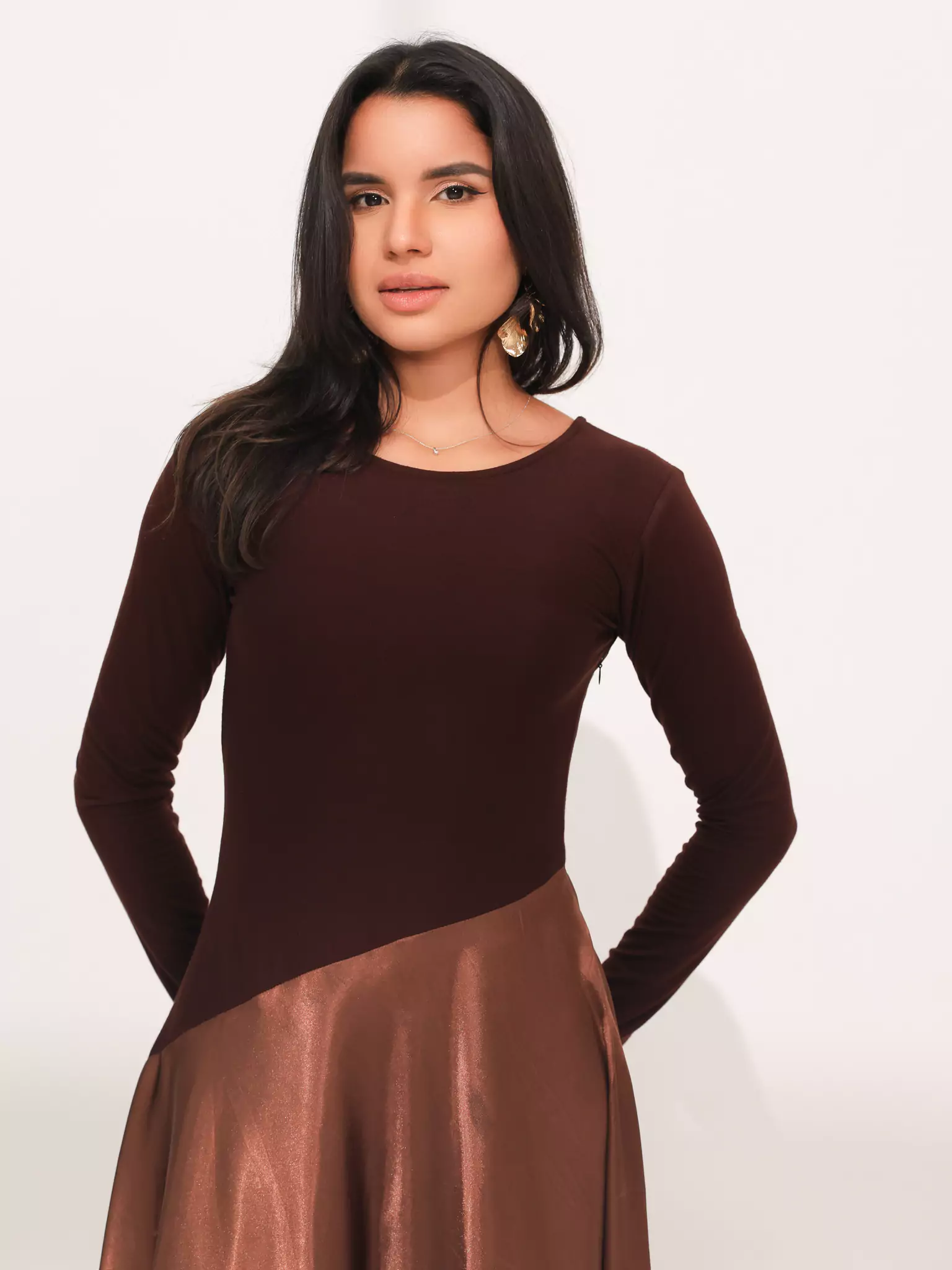 Truffra Brown Silk Jersey Dress - Image 5