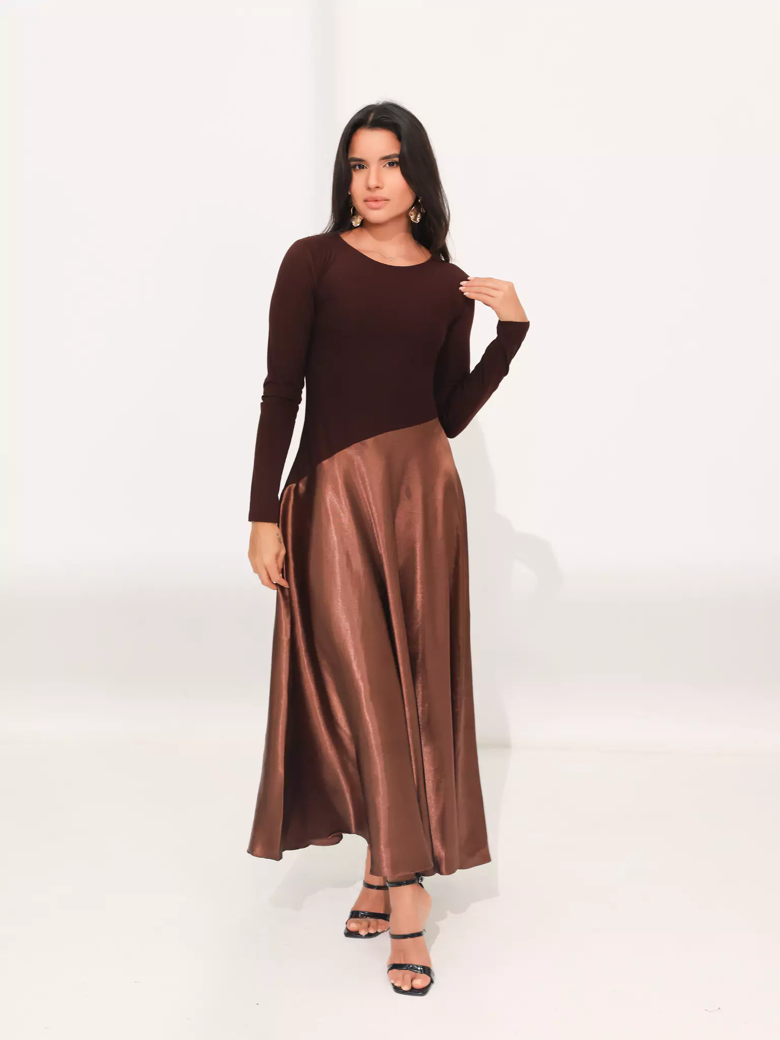 Truffra Brown Silk Jersey Dress - Image 6
