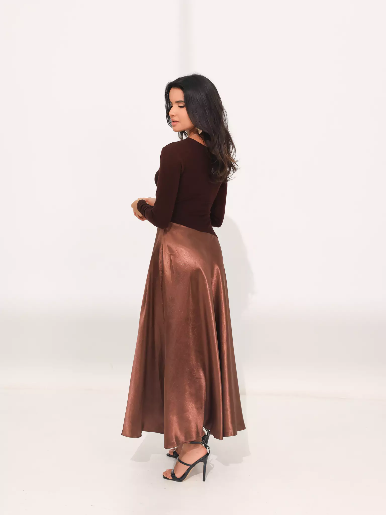 Truffra Brown Silk Jersey Dress - Image 7
