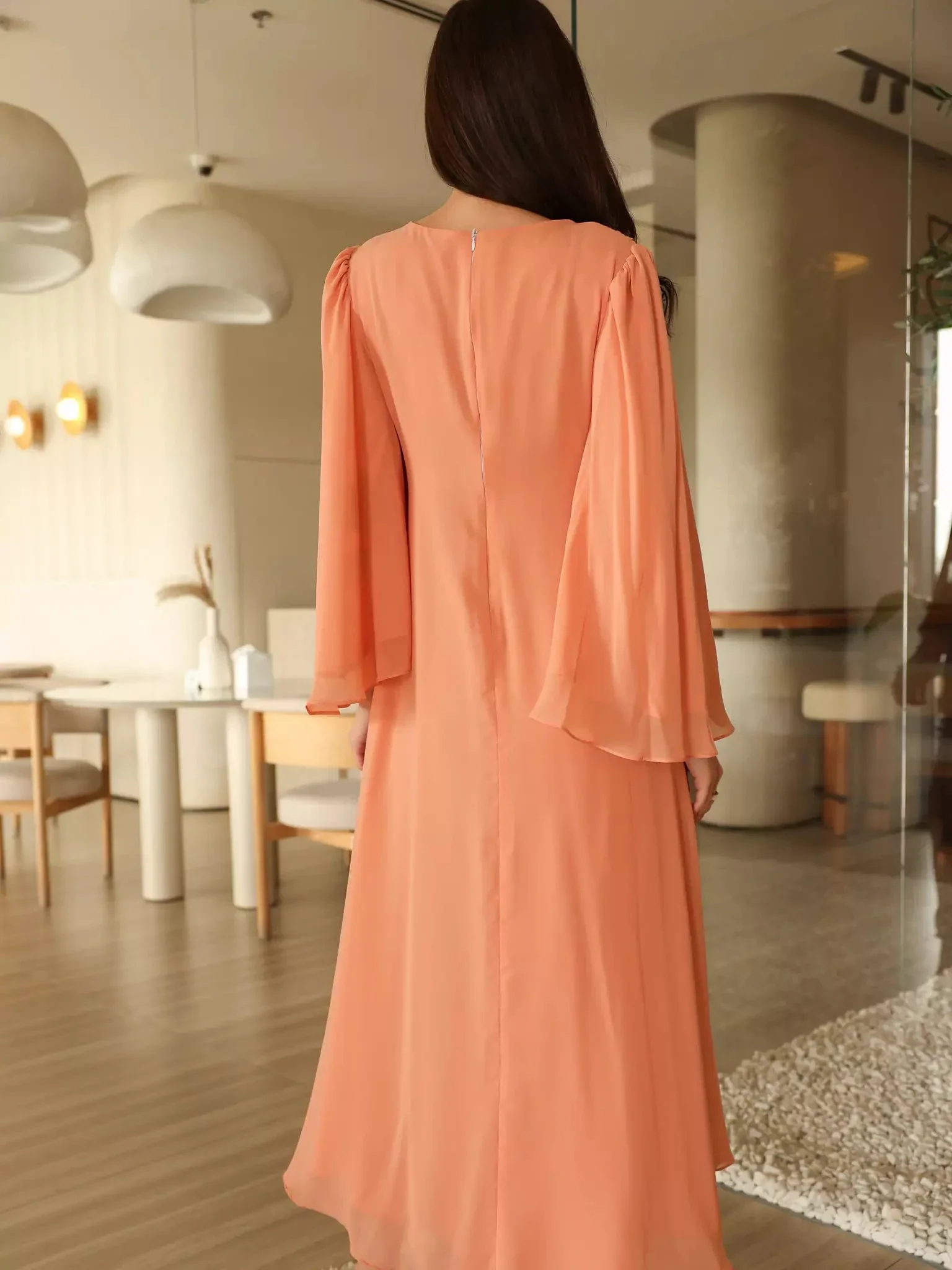 Twistal Peach Long Dress - Image 3