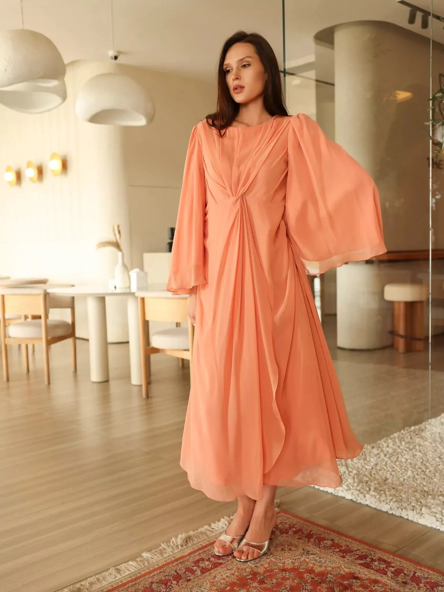 Twistal Peach Long Dress - Image 7
