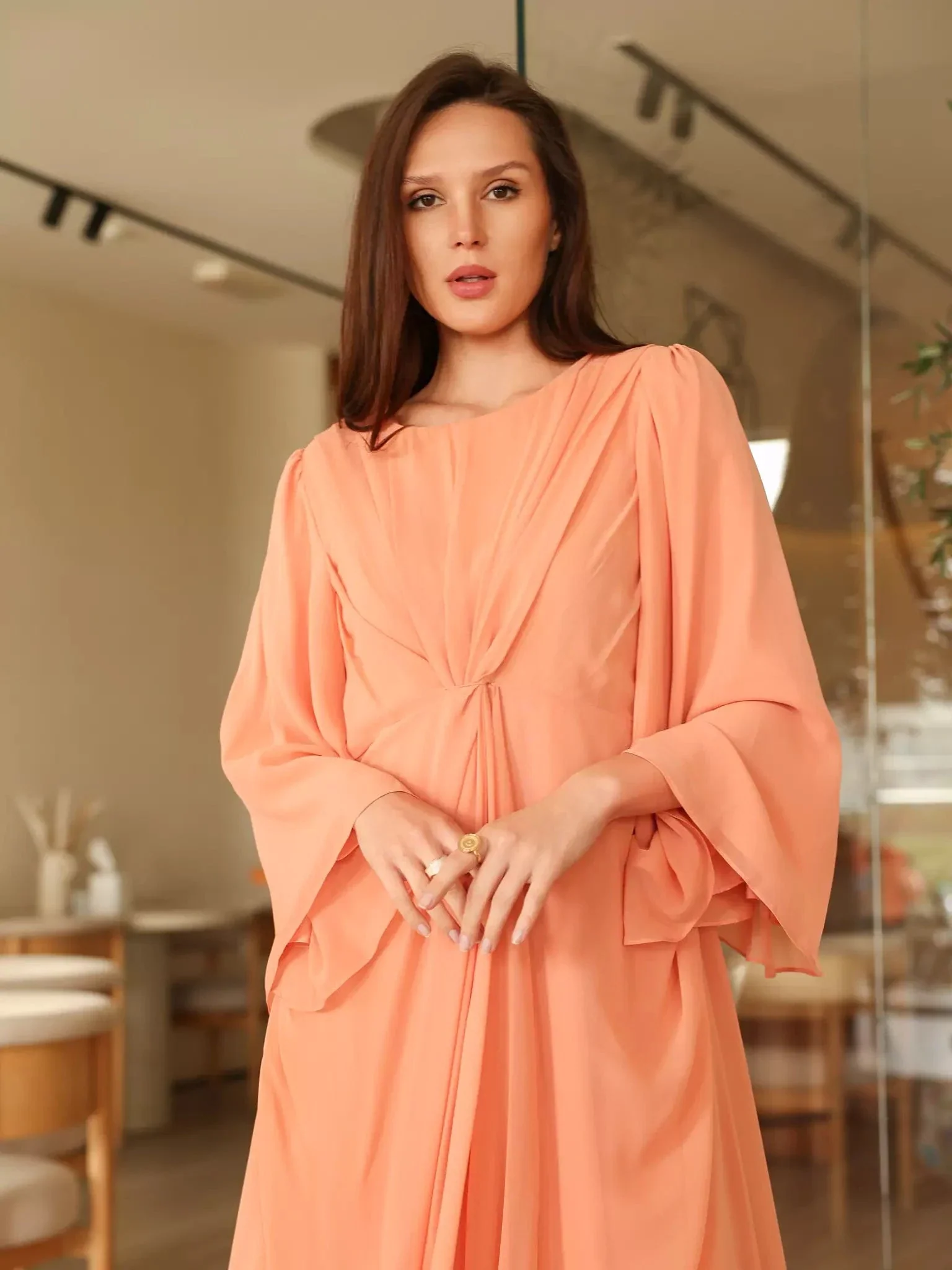 Twistal Peach Long Dress - Image 8
