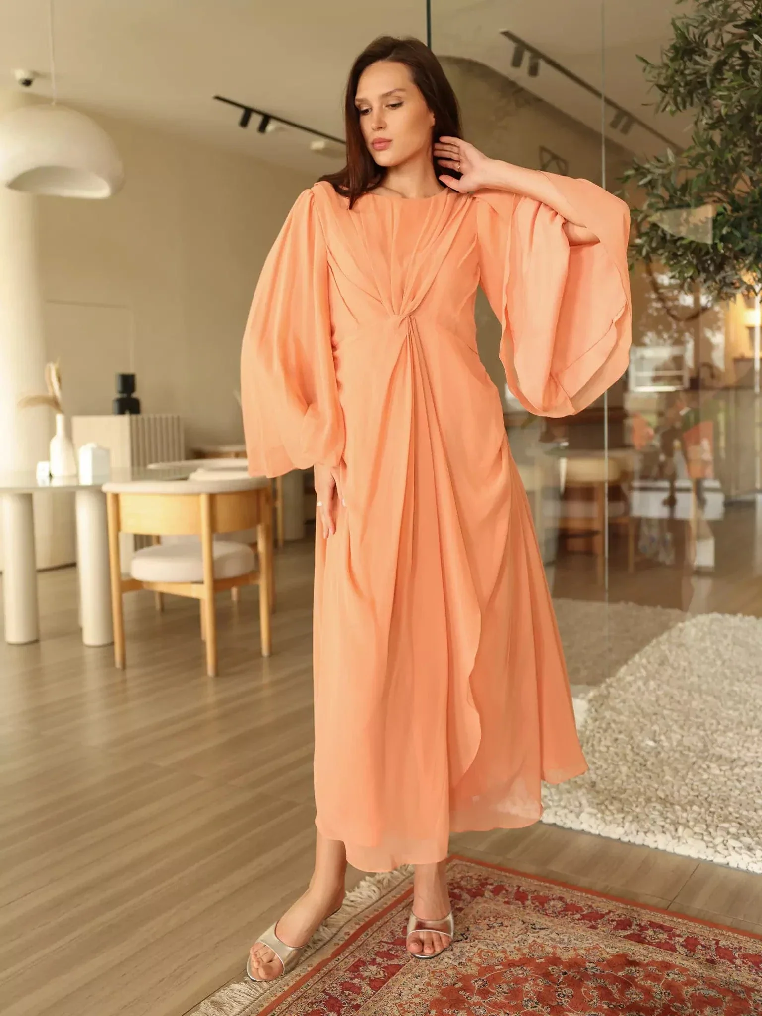 Twistal Peach Long Dress - Image 9