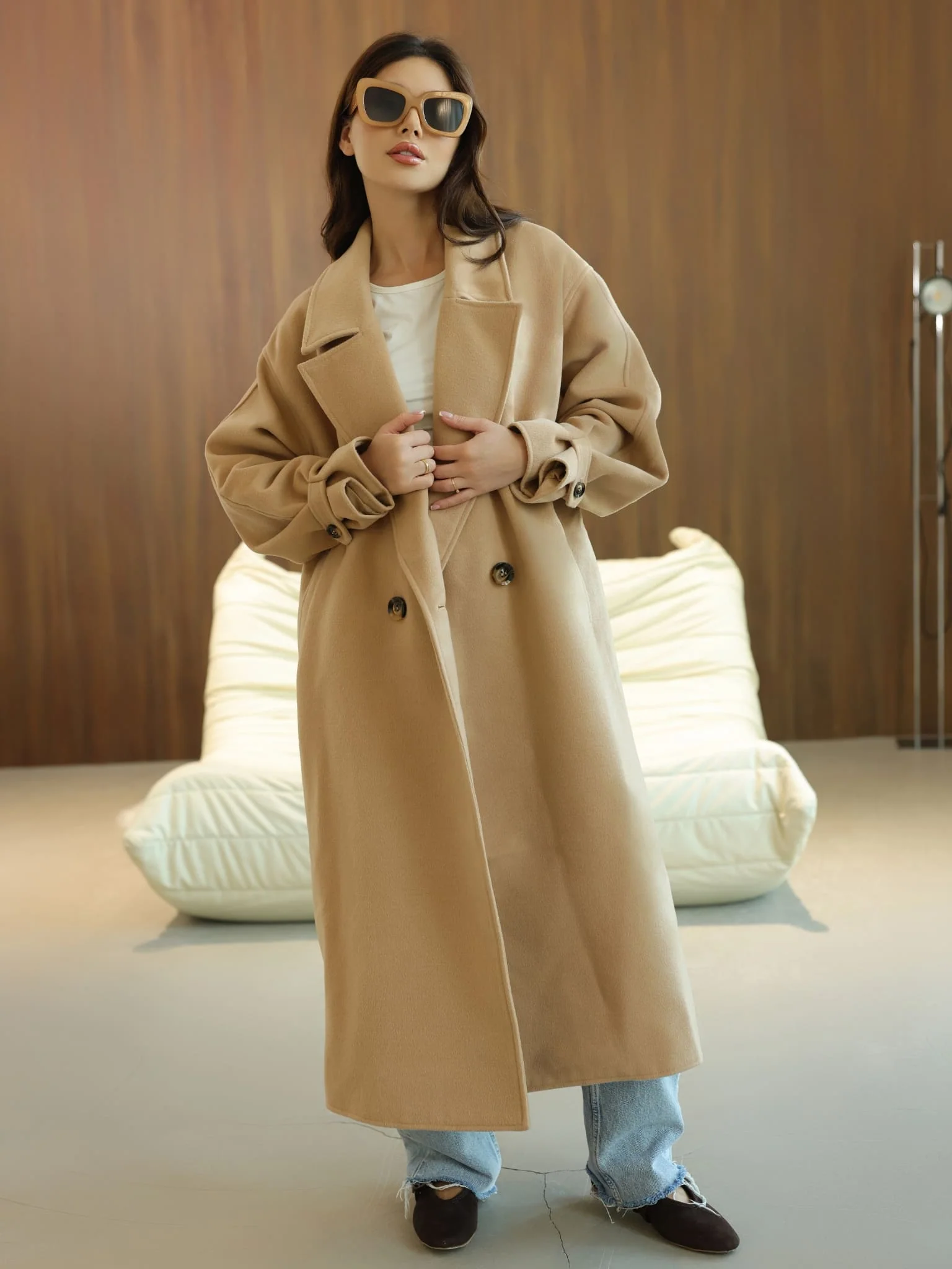 Vela Long Winter Beige Coat