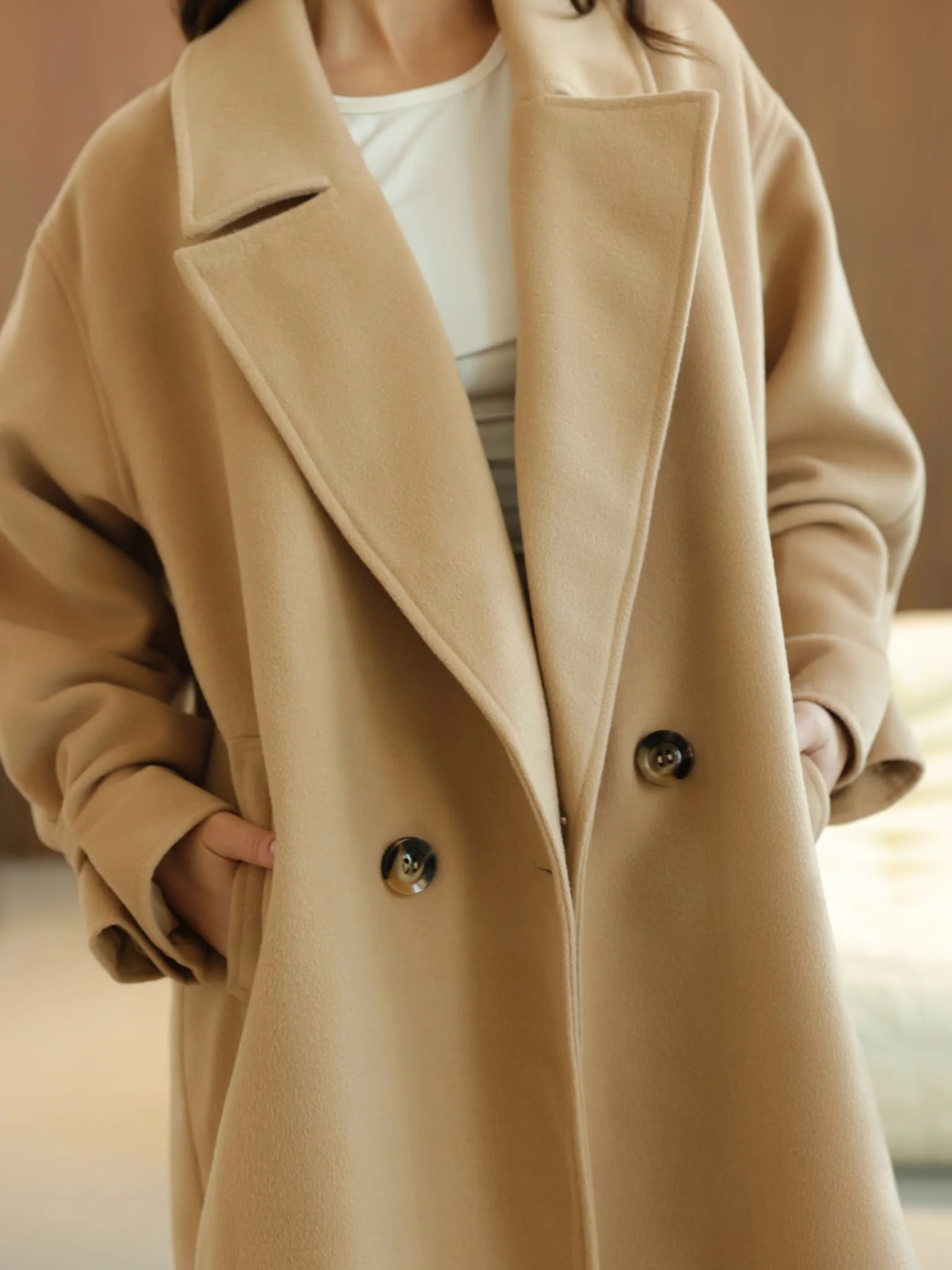 Vela Long Winter Beige Coat - Image 2