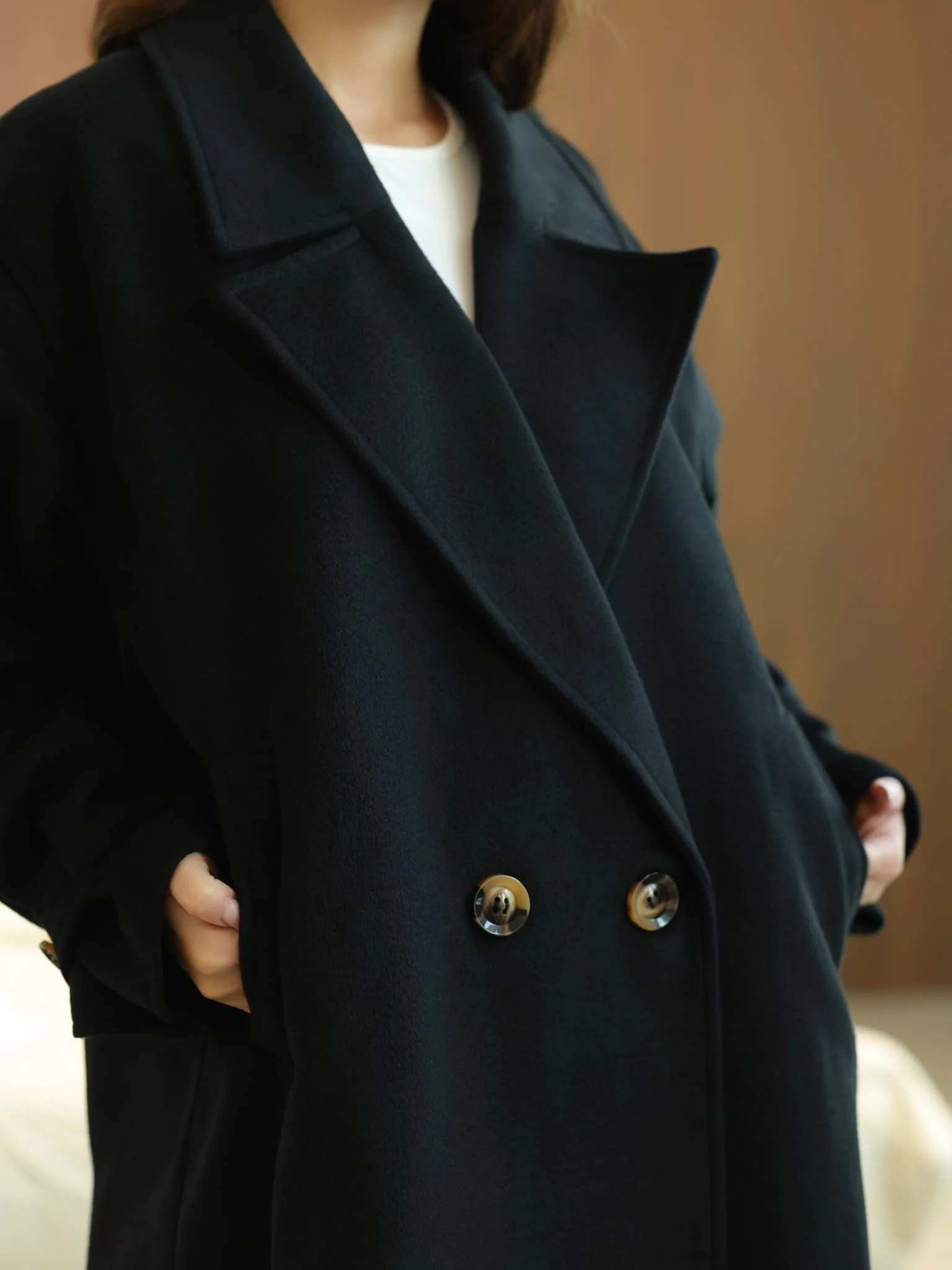 Vela Long Winter Black Coat - Image 2