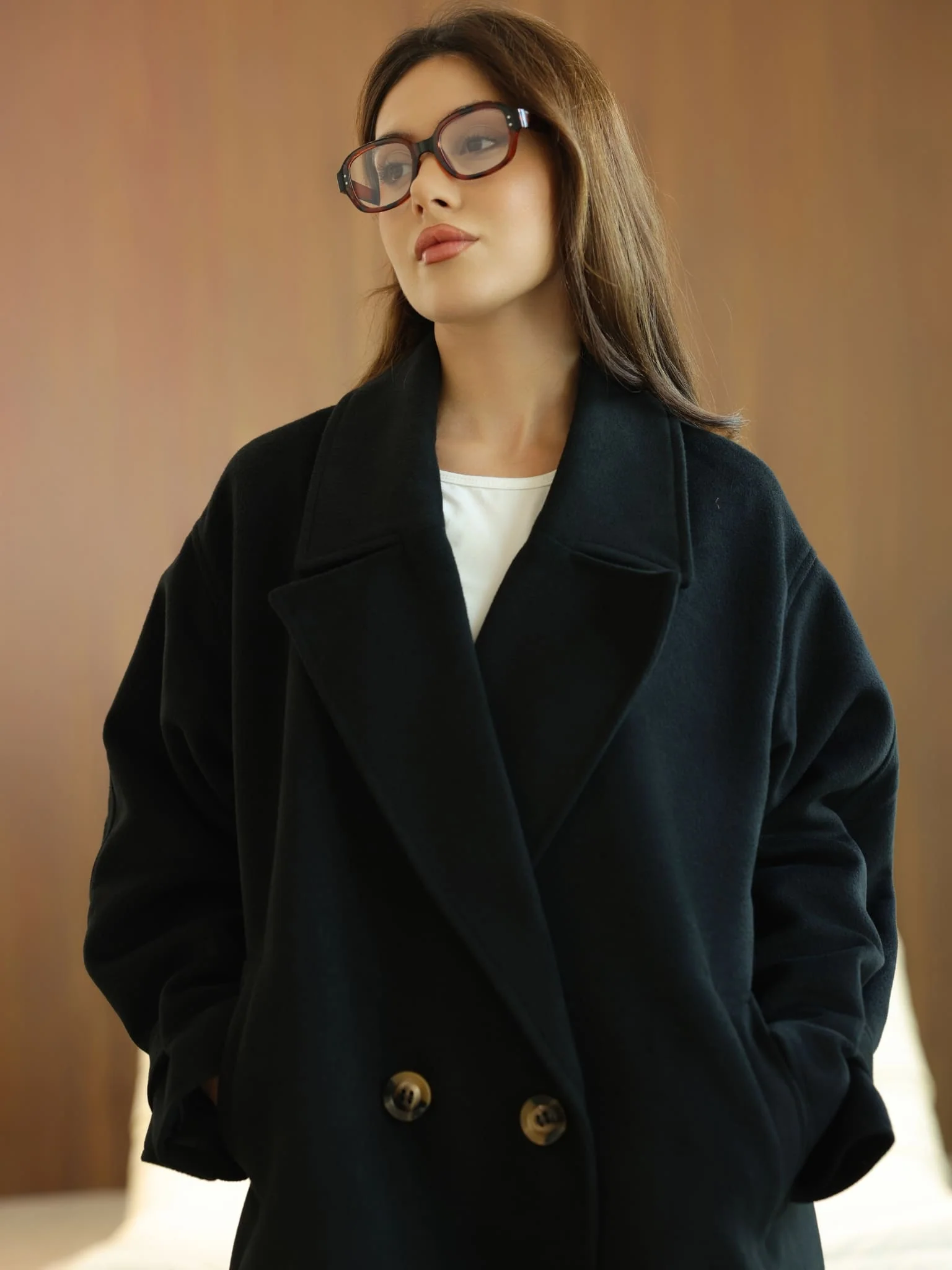 Vela Long Winter Black Coat - Image 5