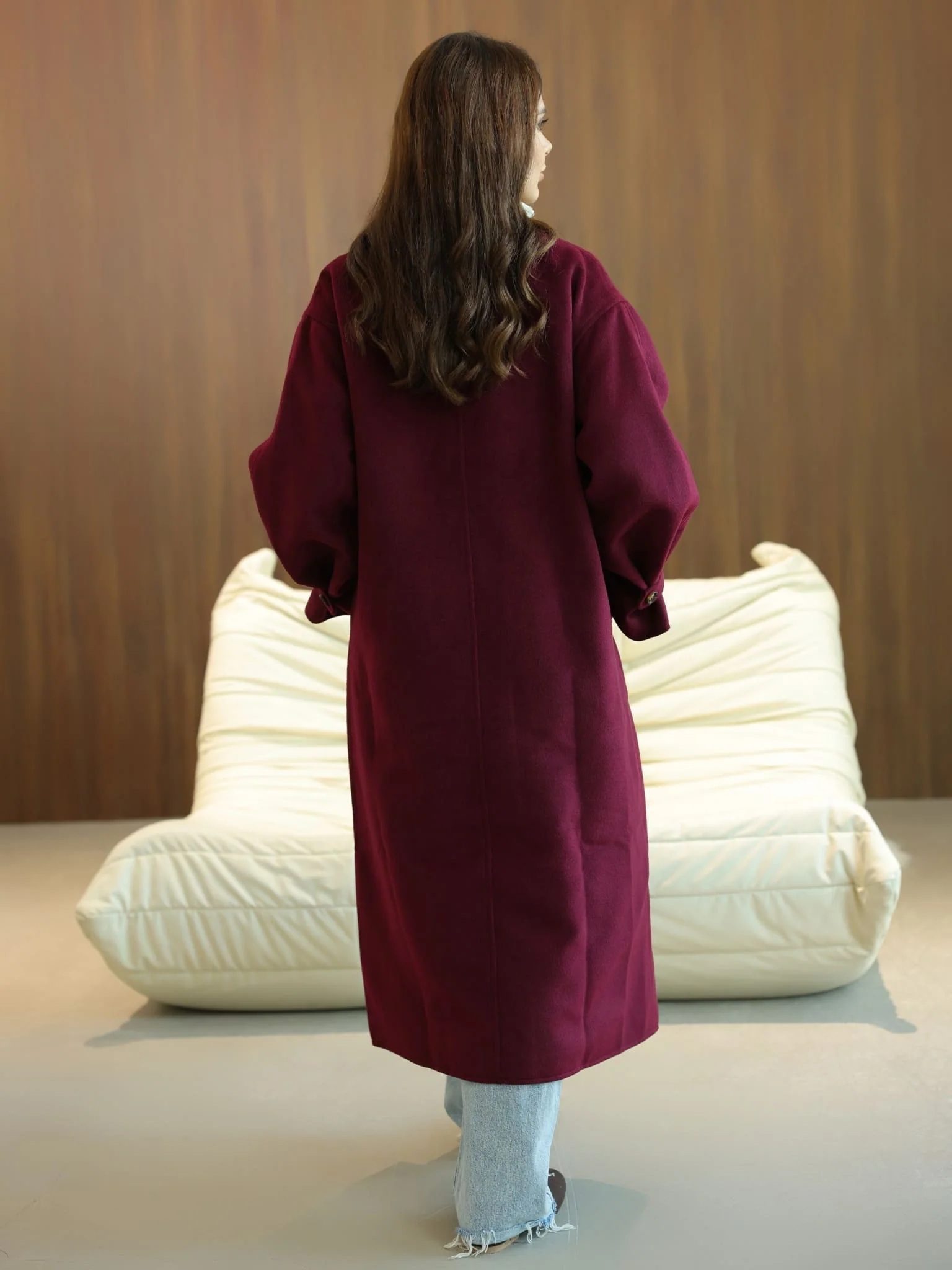 Vela Long Winter Plum Coat - Image 3