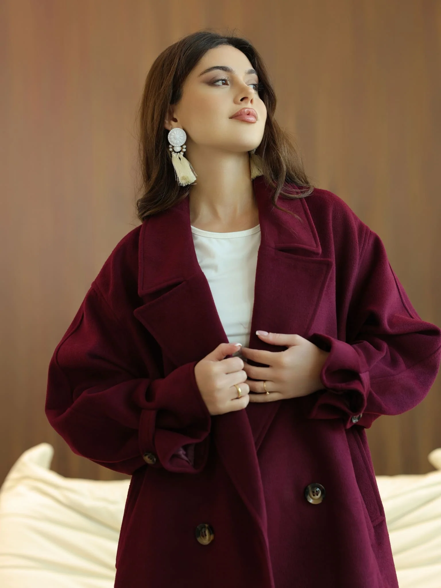 Vela Long Winter Plum Coat - Image 5