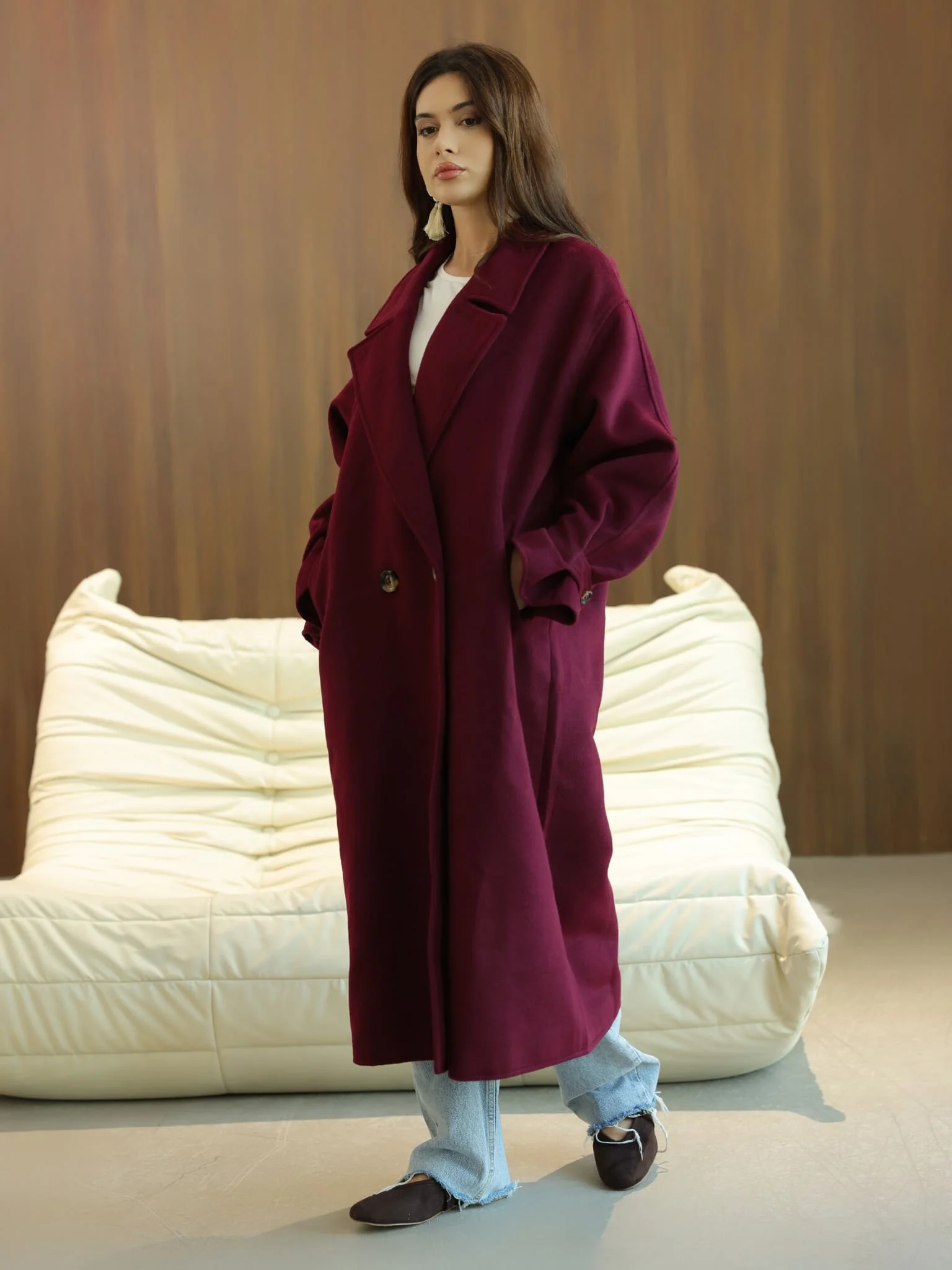 Vela Long Winter Plum Coat - Image 6