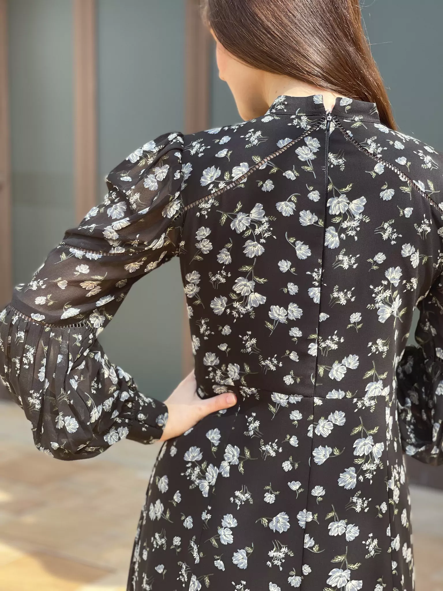 Veliora Black Floral Lacey Long Dress - Image 3