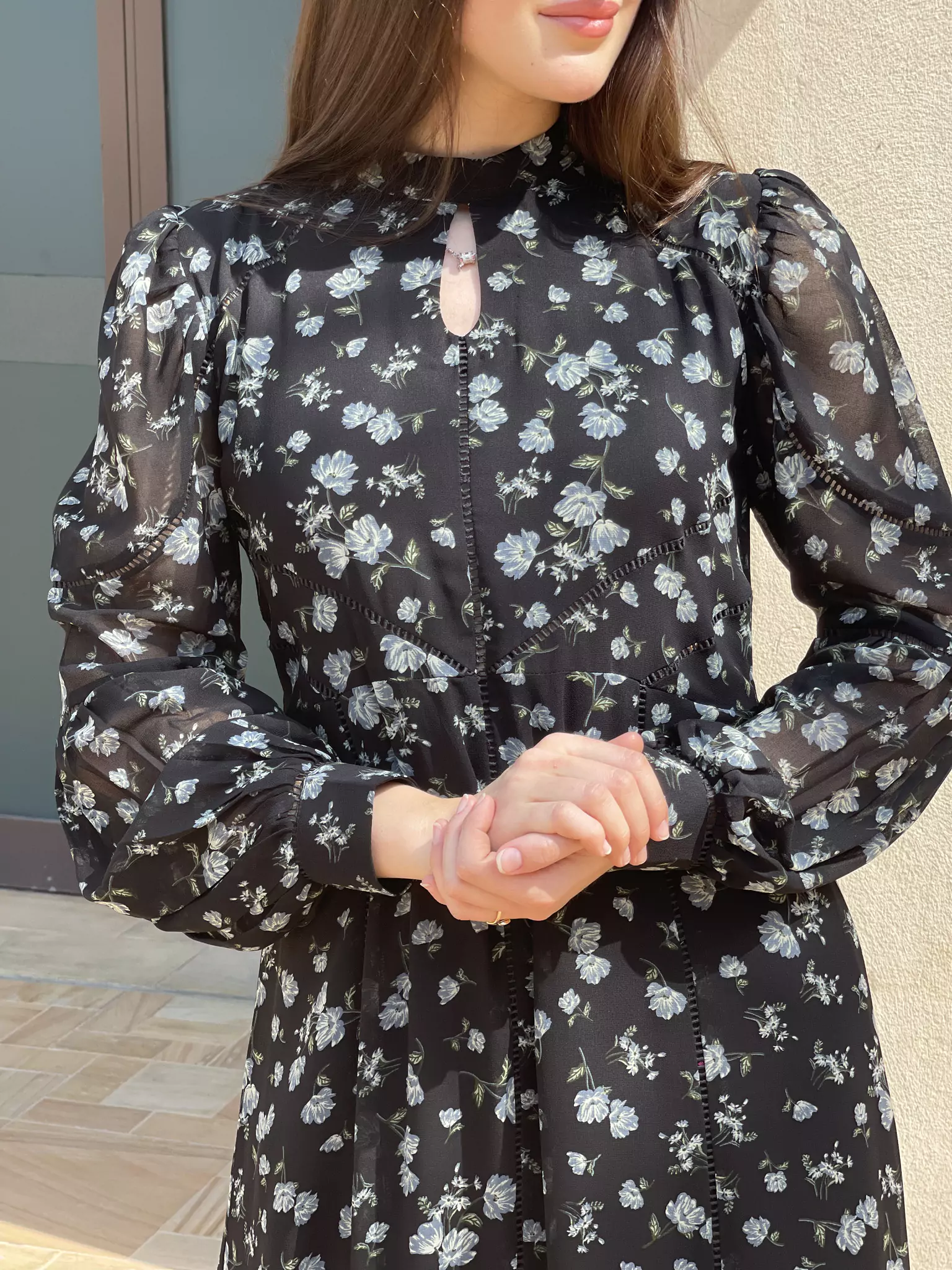 Veliora Black Floral Lacey Long Dress - Image 6