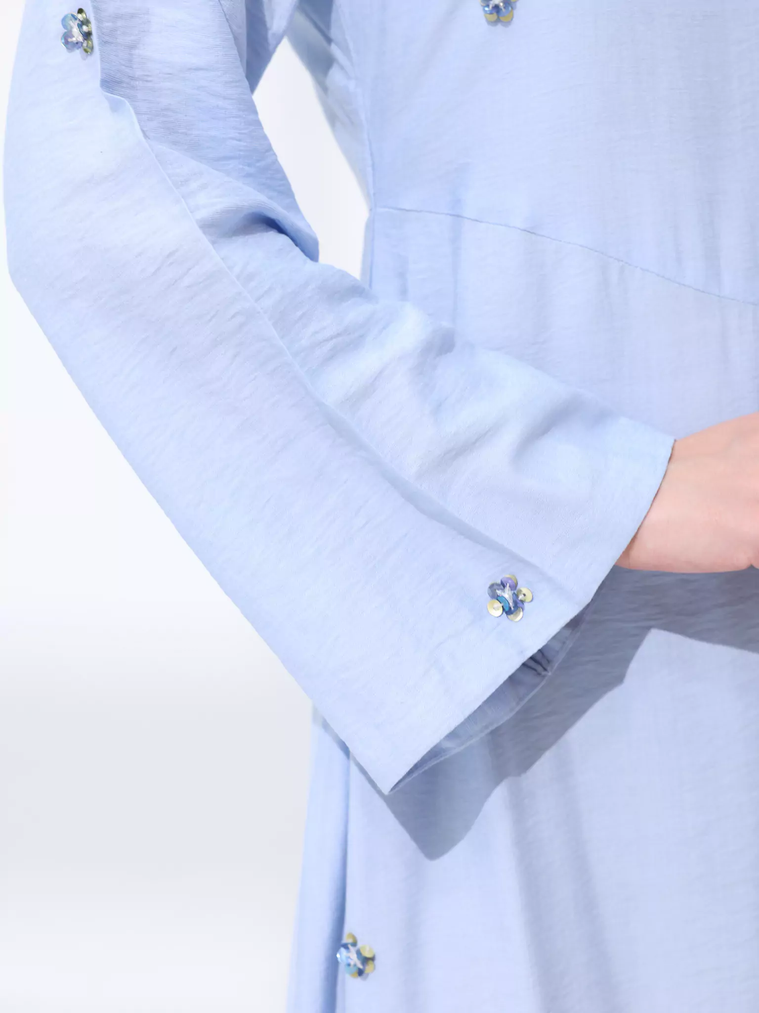 Veya Embellished Pastel Blue Long Dress - Image 4
