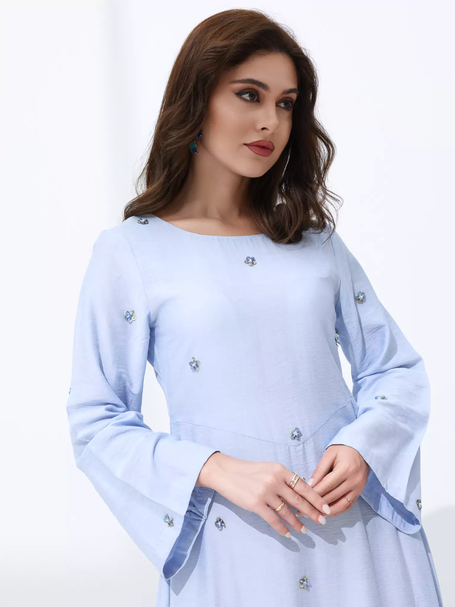 Veya Embellished Pastel Blue Long Dress - Image 6