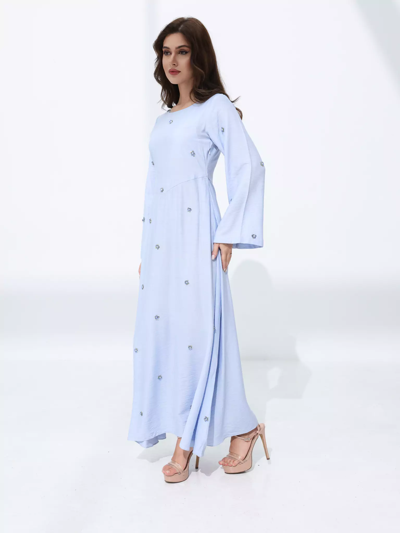 Veya Embellished Pastel Blue Long Dress - Image 7