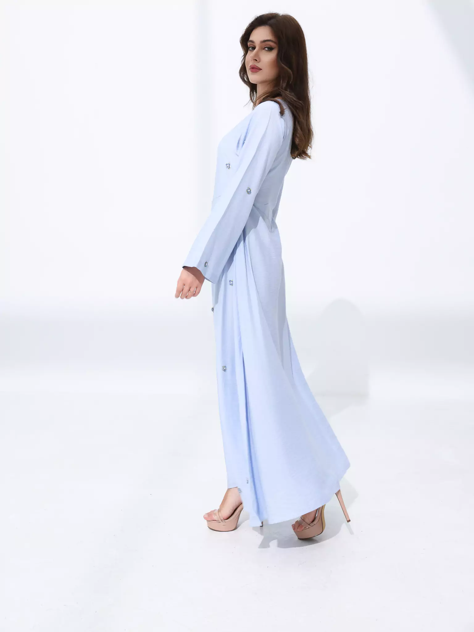 Veya Embellished Pastel Blue Long Dress - Image 8