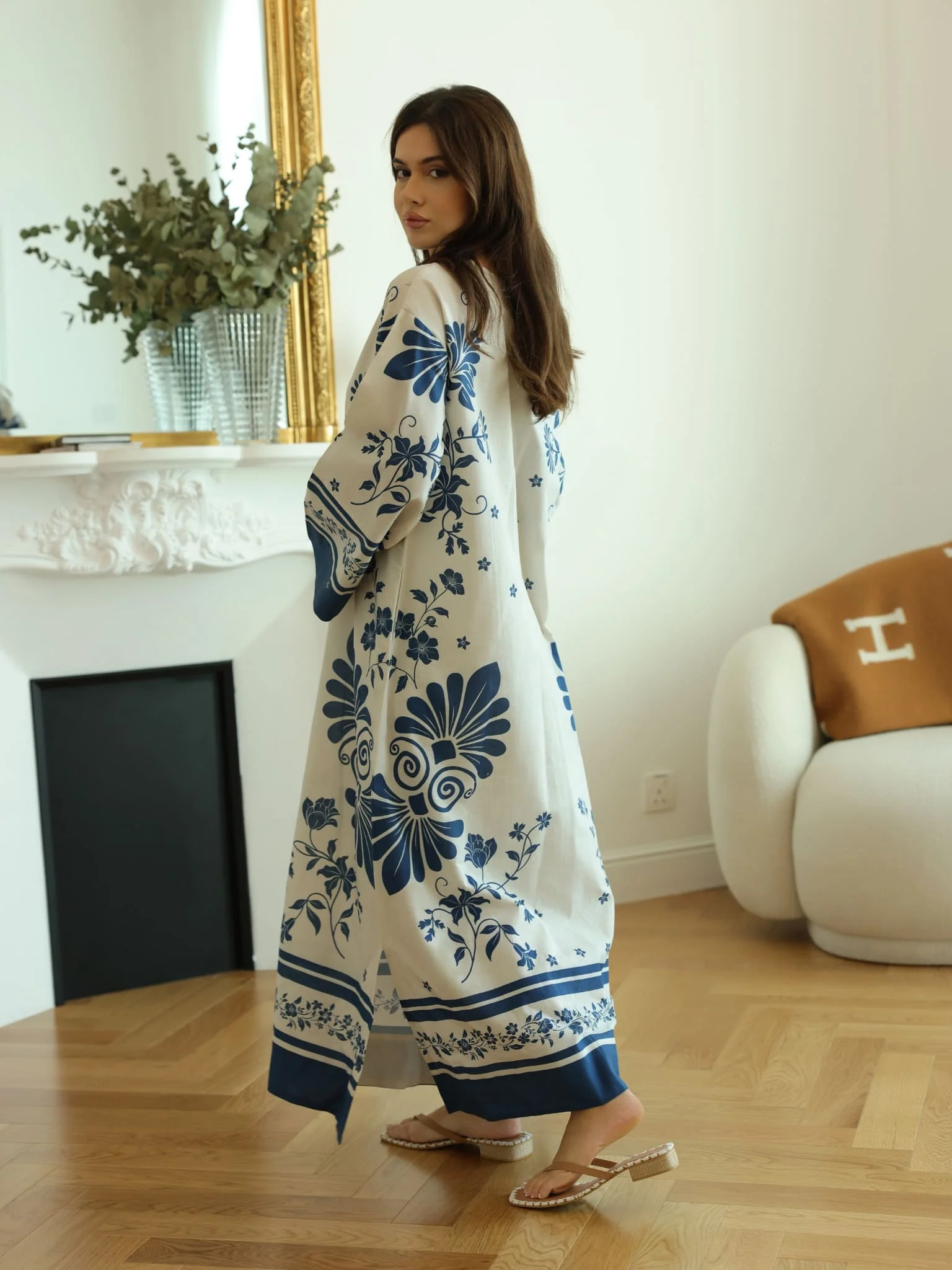 Vintsil Blue Khaddi Long Tunic With Pockets - Image 5