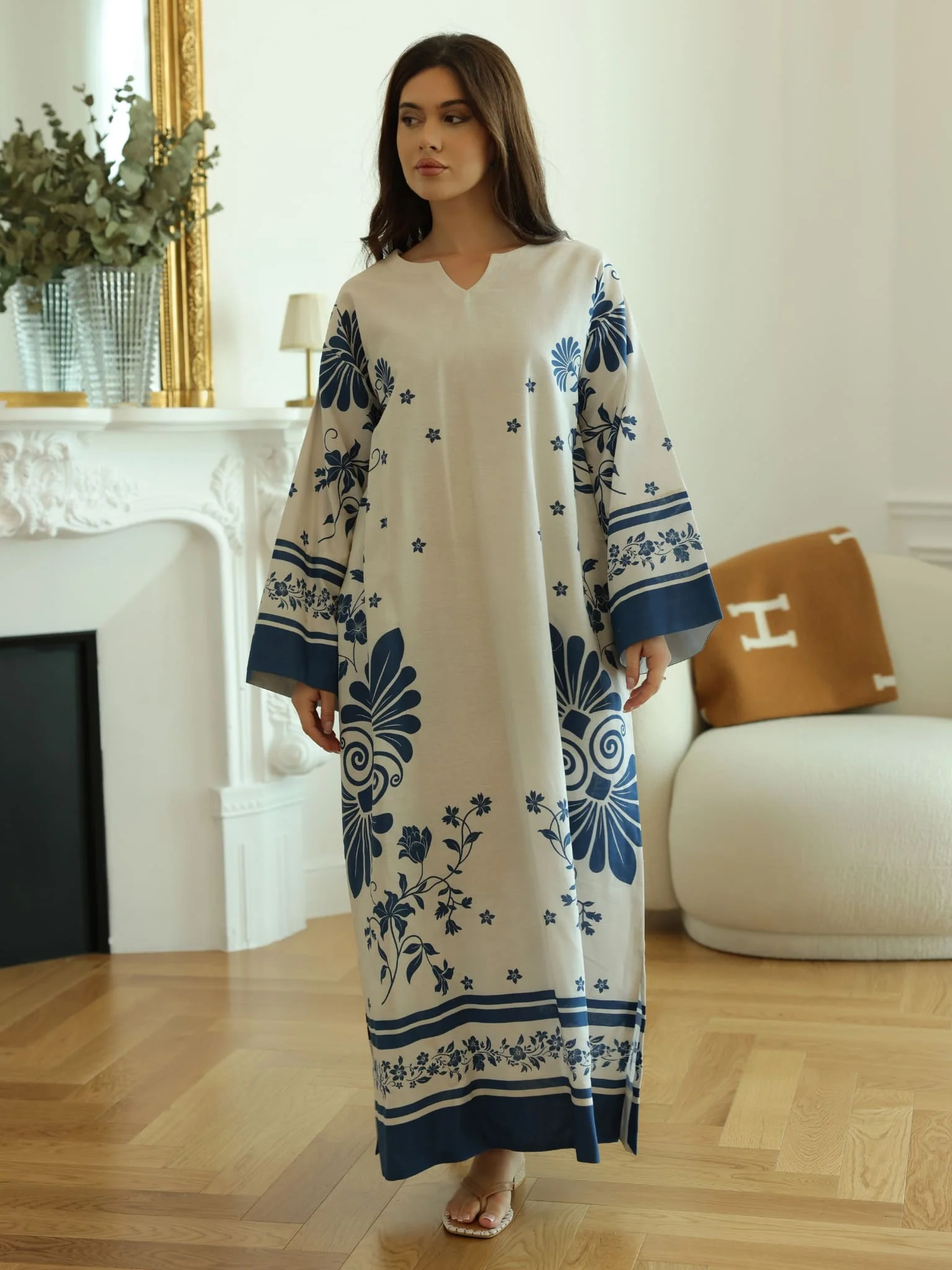 Vintsil Blue Khaddi Long Tunic With Pockets - Image 6