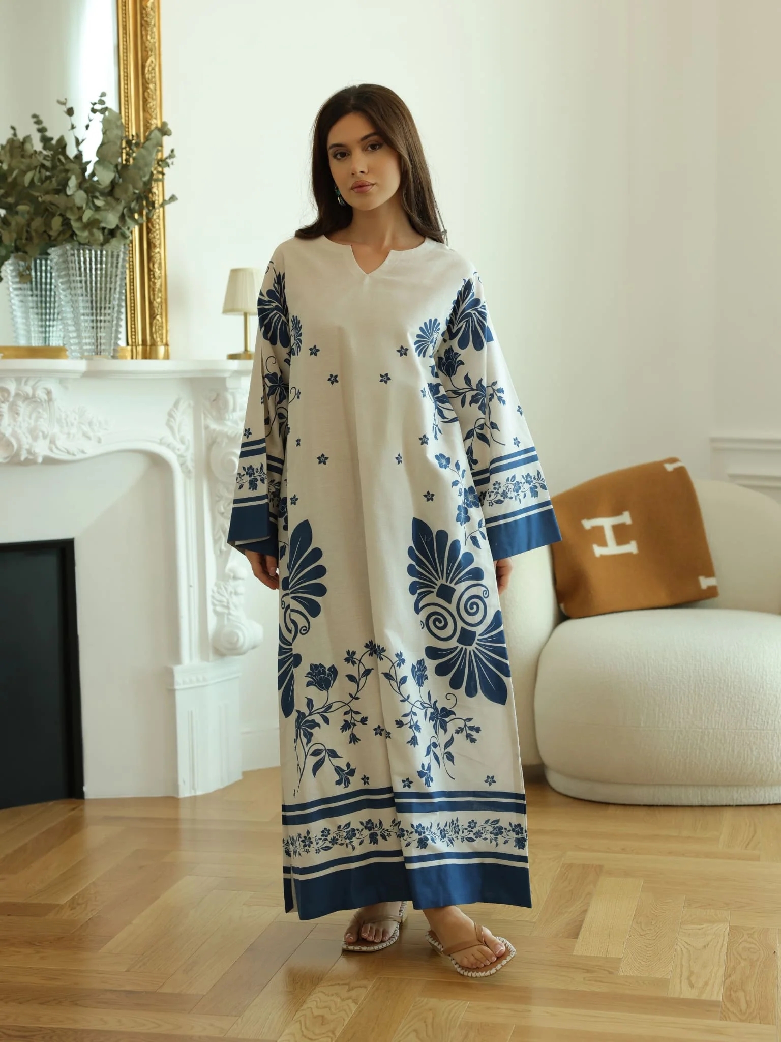 Vintsil Blue Khaddi Long Tunic With Pockets - Image 8
