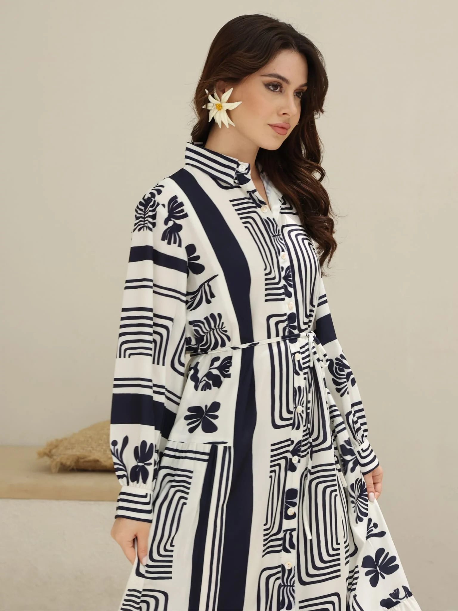 Virello Blue Printed Panel Dress - Image 2