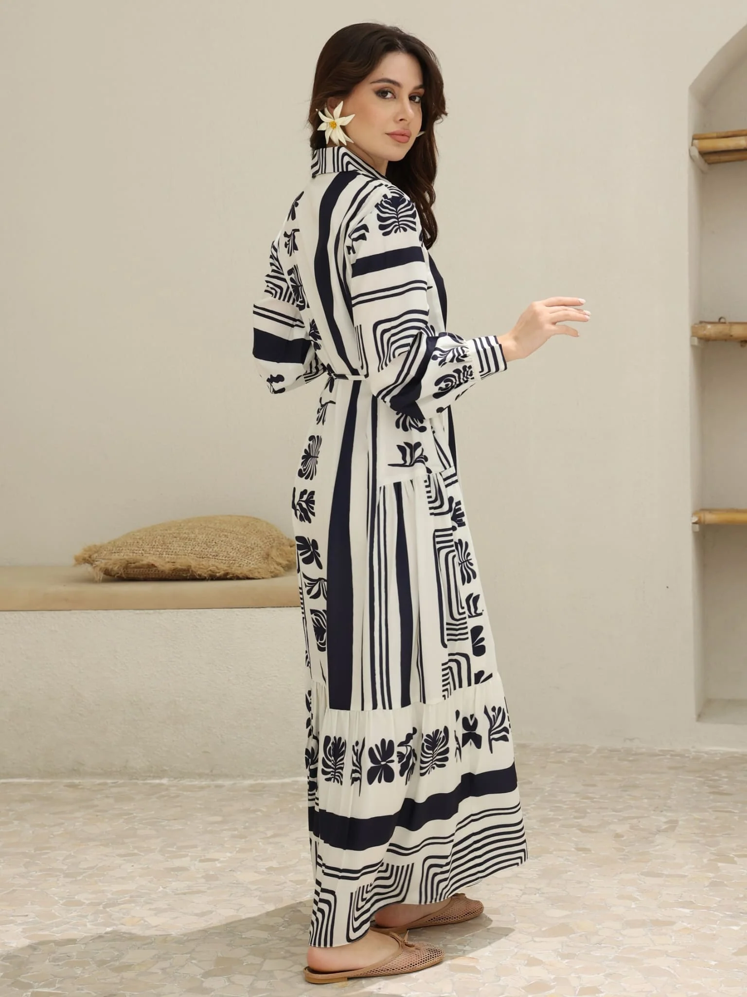 Virello Blue Printed Panel Dress - Image 3
