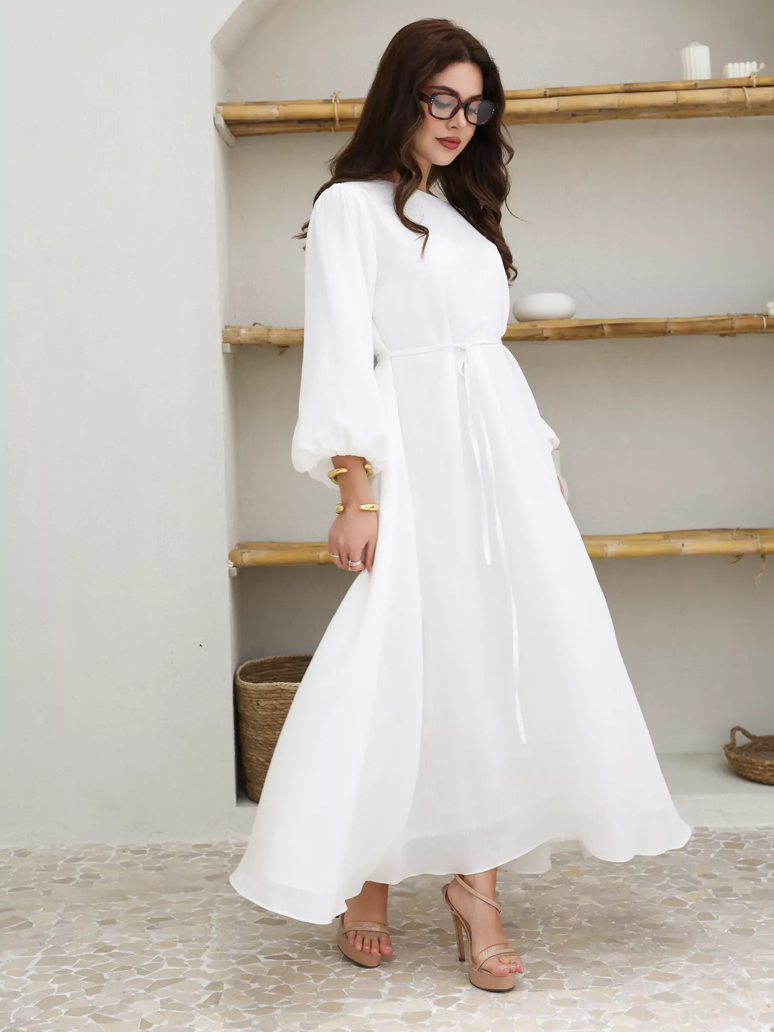 Whimsy White Chiffon Dress - Image 4