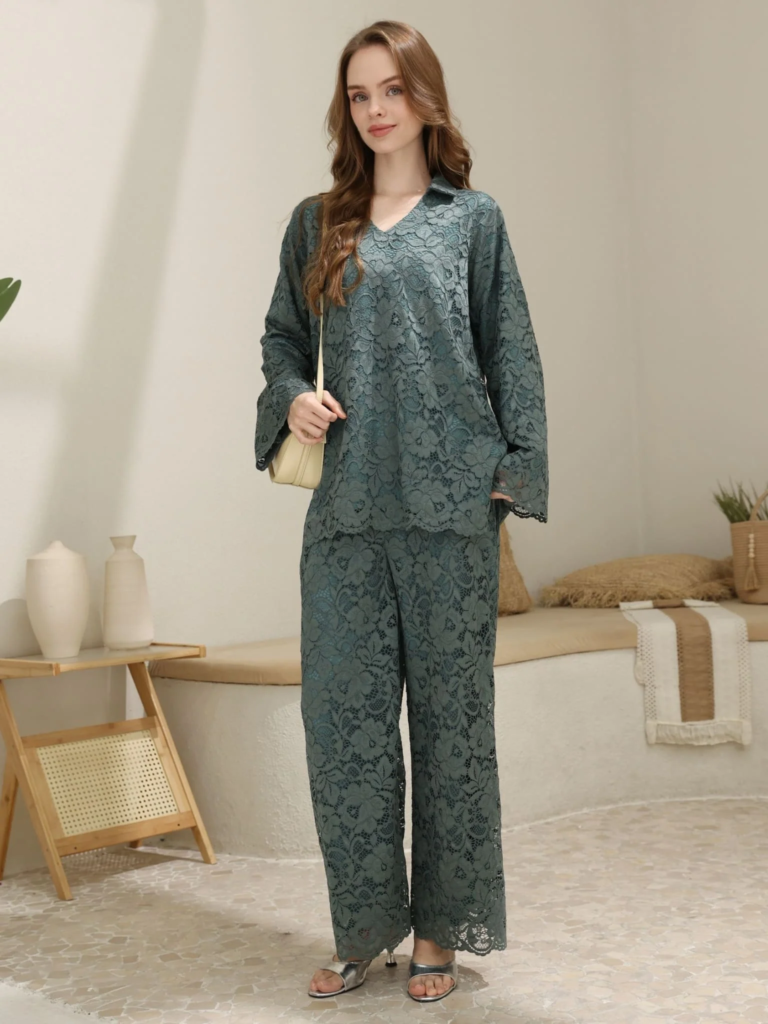 Winika Green Floral Net Shirt - Image 3