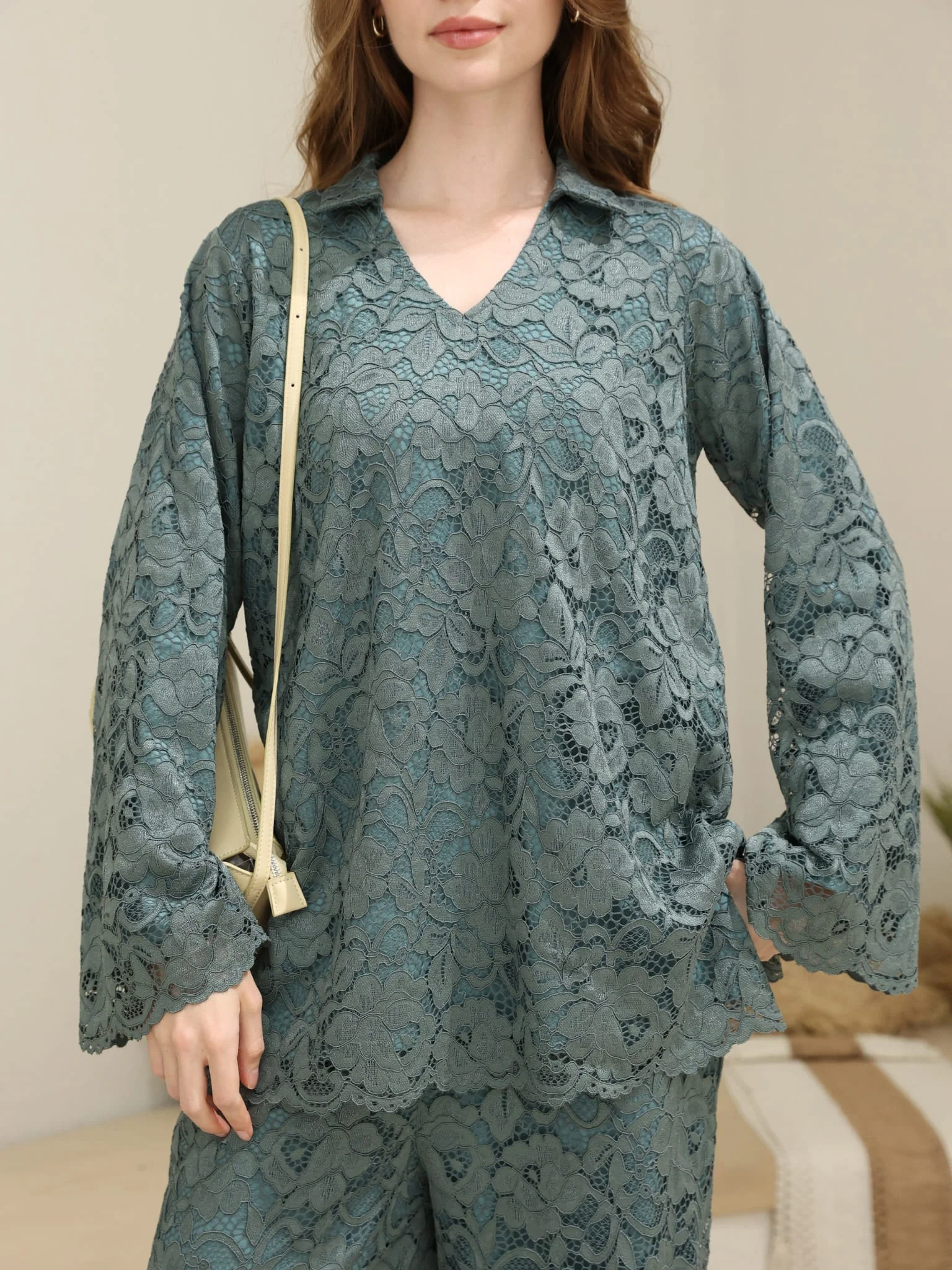 Winika Green Floral Net Shirt - Image 5