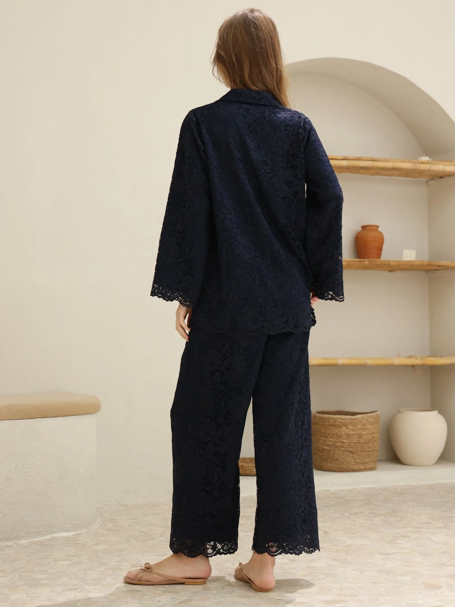 Winika Navy Blue Floral Net Shirt - Image 3