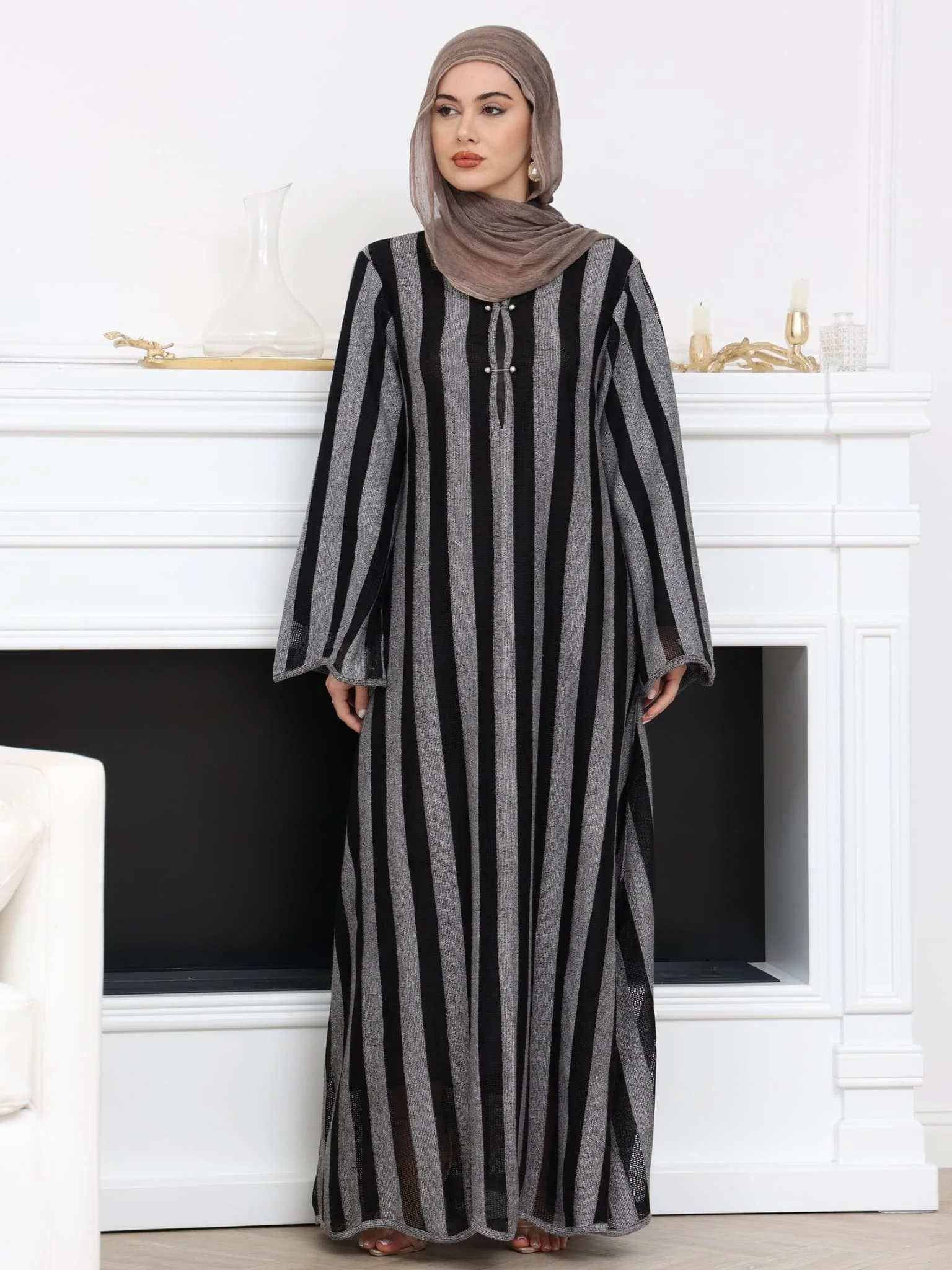 Zavora Crochet Stripe Long Dress - Image 3