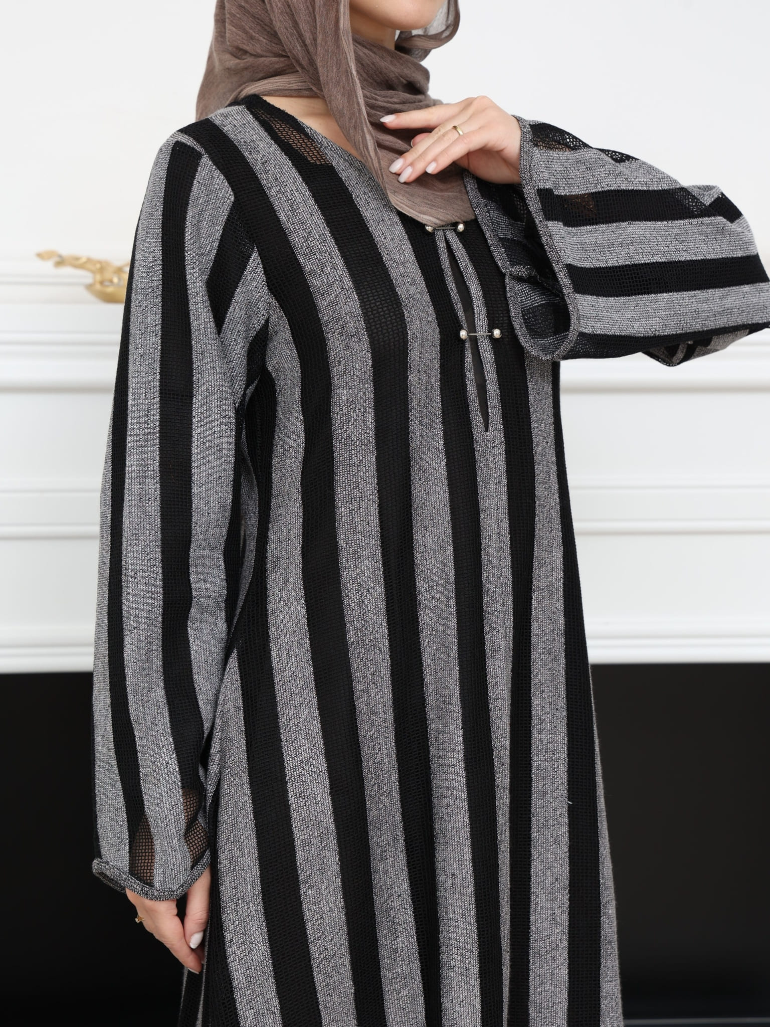 Zavora Crochet Stripe Long Dress - Image 4