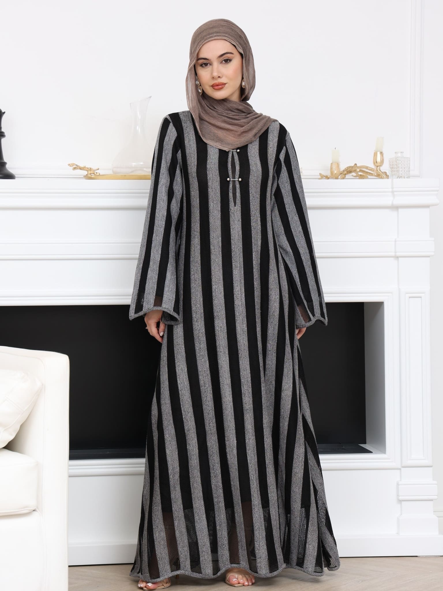 Zavora Crochet Stripe Long Dress - Image 5