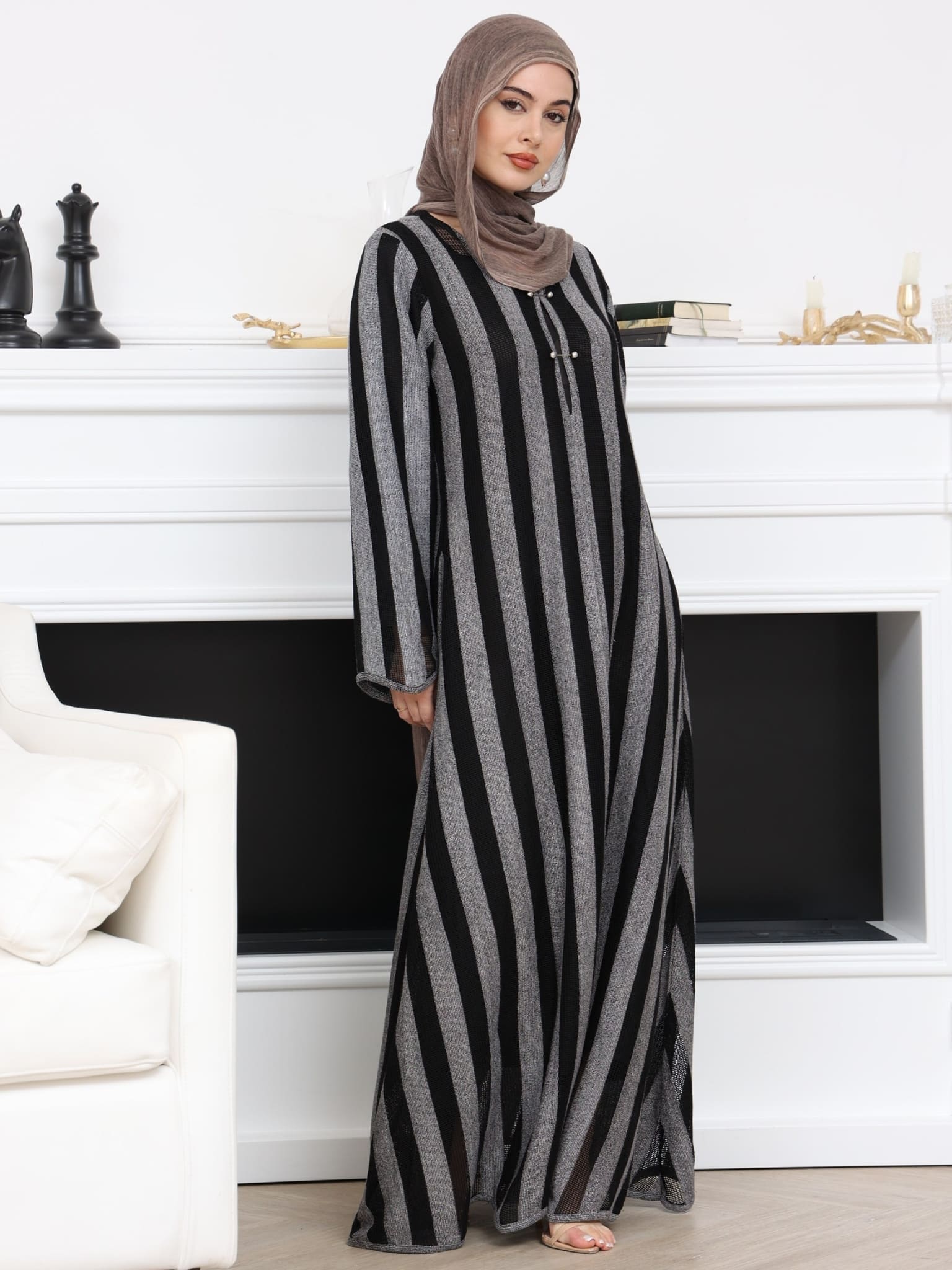 Zavora Crochet Stripe Long Dress - Image 7