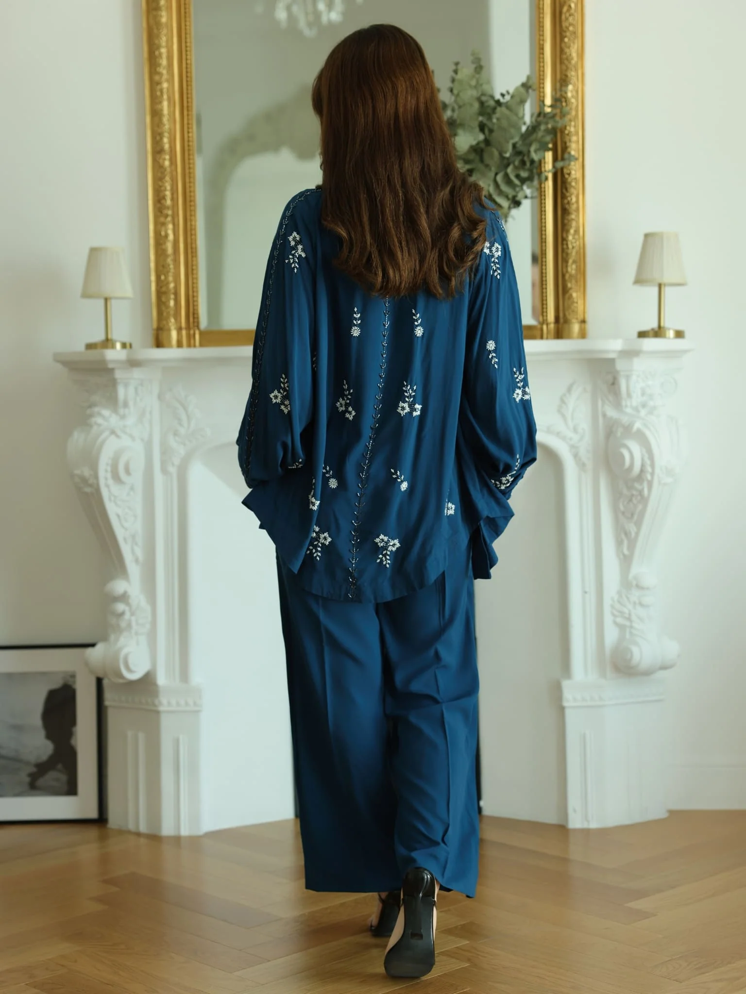 Zean Blue Embellished Co Ord Set - Image 4
