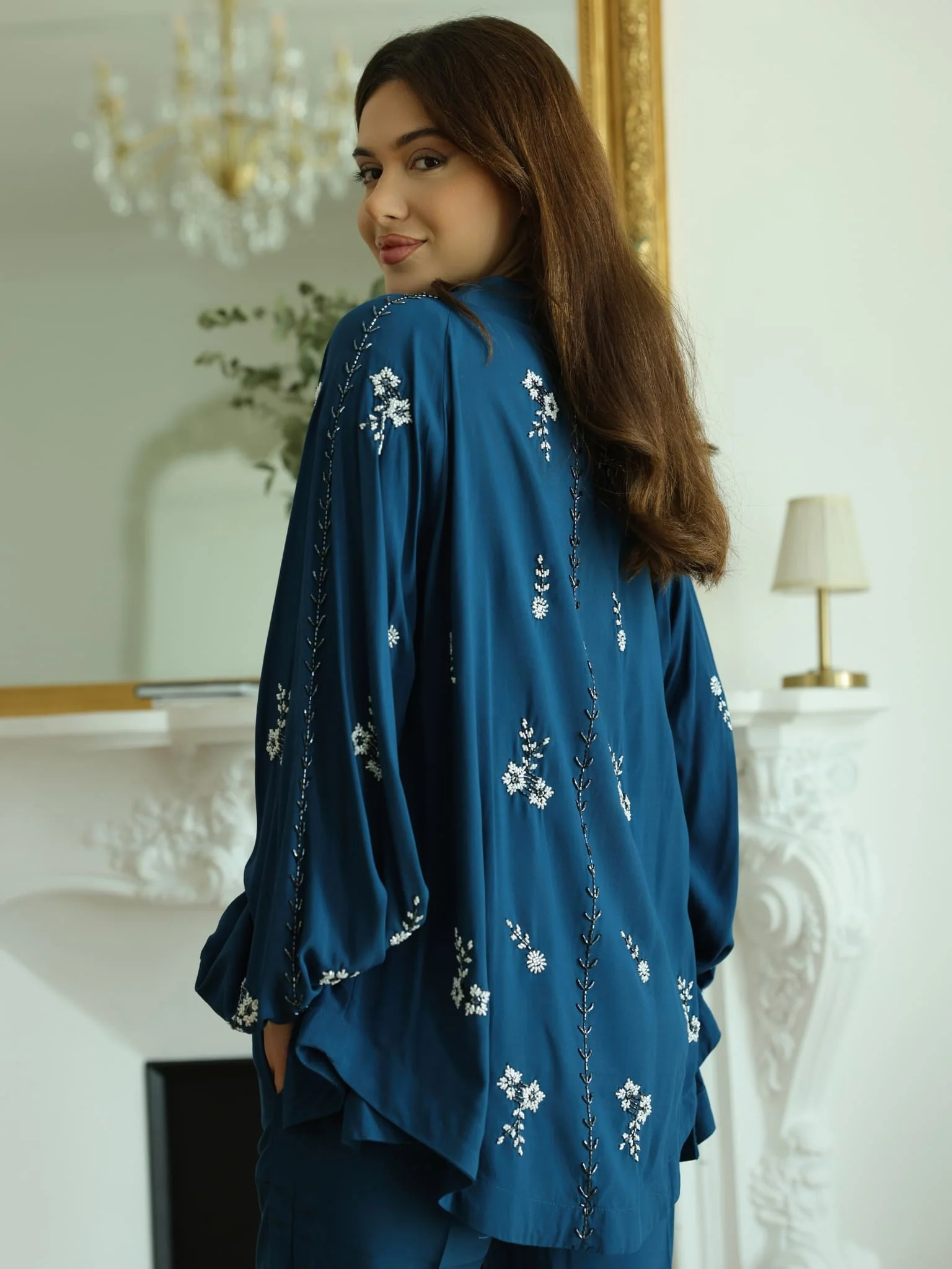 Zean Blue Embellished Co Ord Set - Image 5
