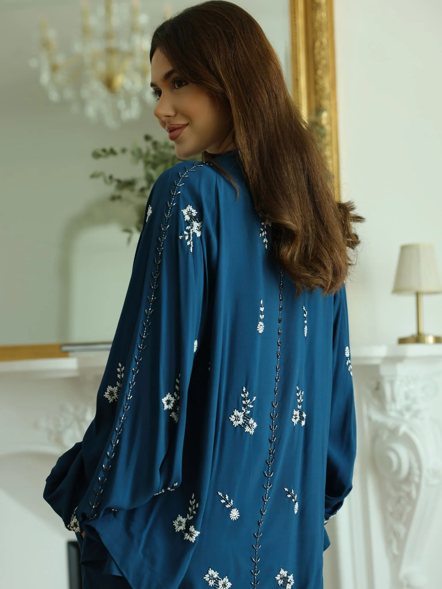 Zean Blue Embellished Co Ord Set - Image 7