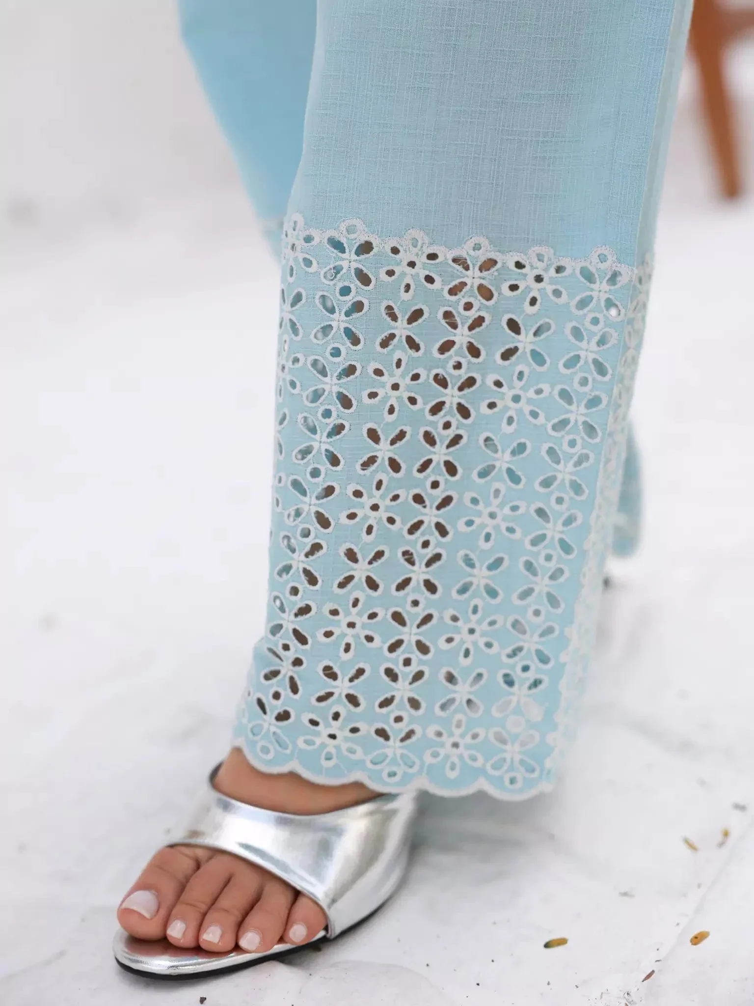 Zephyra Blue Cutwork Co Ord Set - Image 10