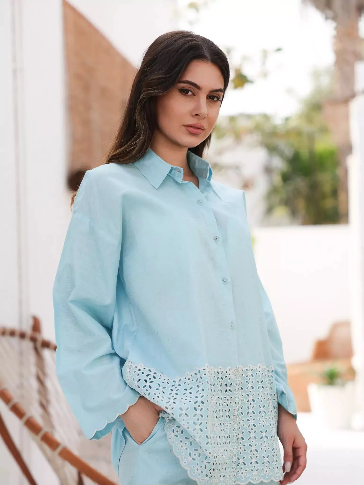 Zephyra Blue Cutwork Co Ord Set - Image 3