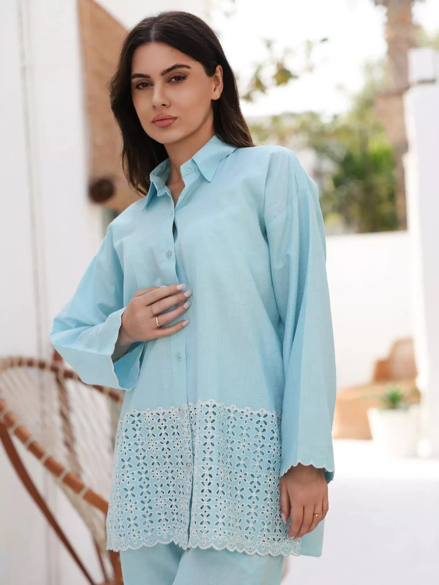Zephyra Blue Cutwork Co Ord Set - Image 5