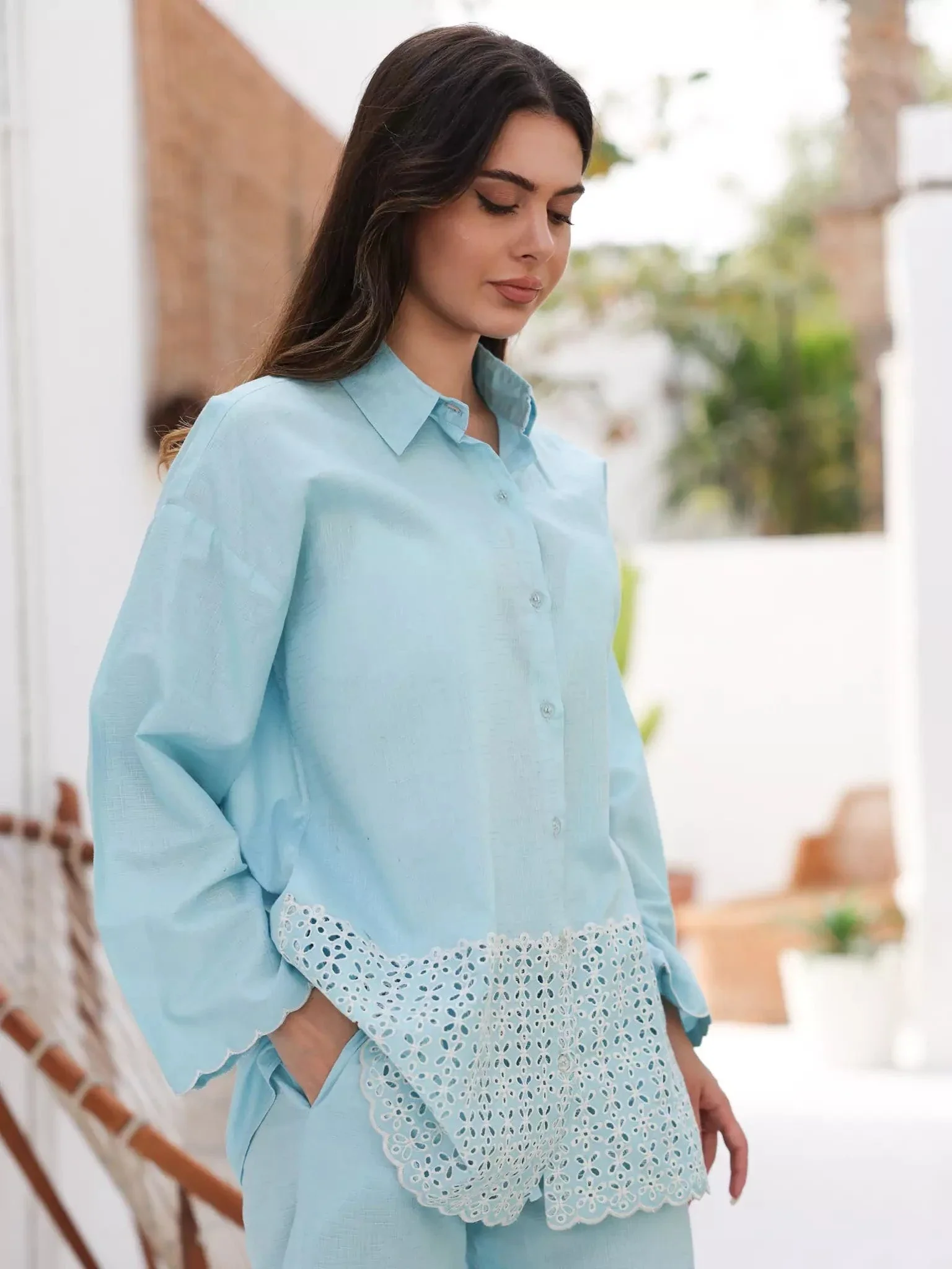 Zephyra Blue Cutwork Co Ord Set - Image 6