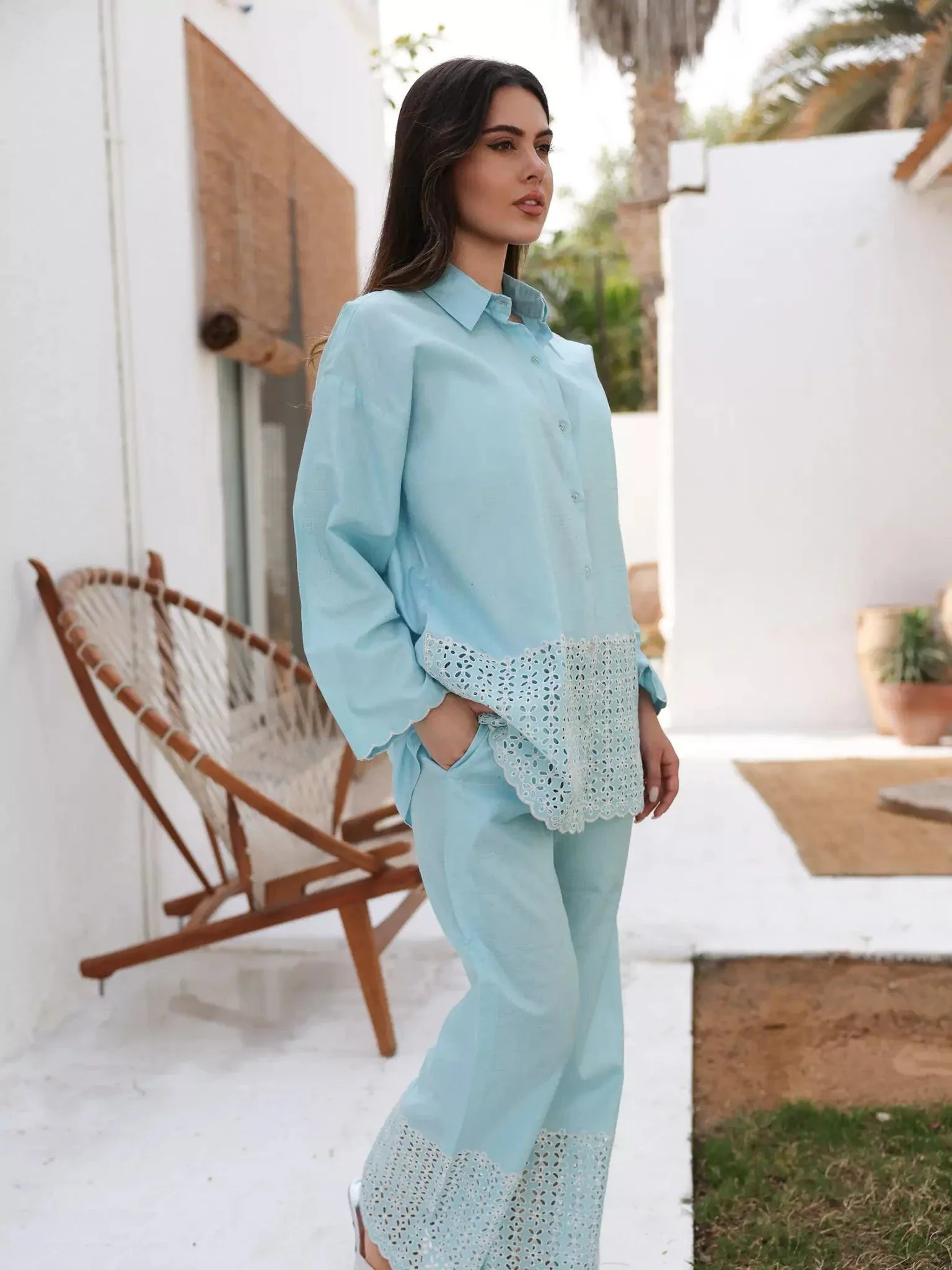 Zephyra Blue Cutwork Co Ord Set - Image 7