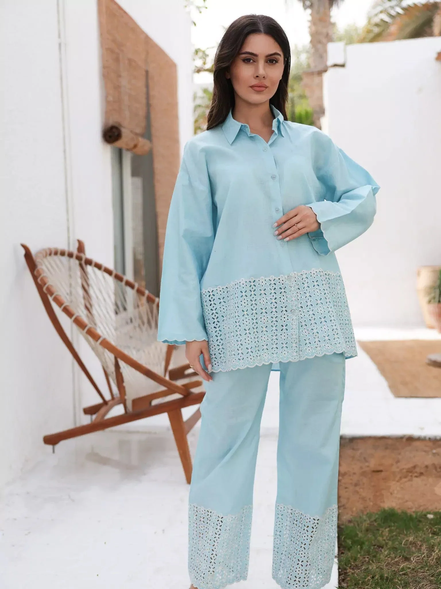 Zephyra Blue Cutwork Co Ord Set - Image 9