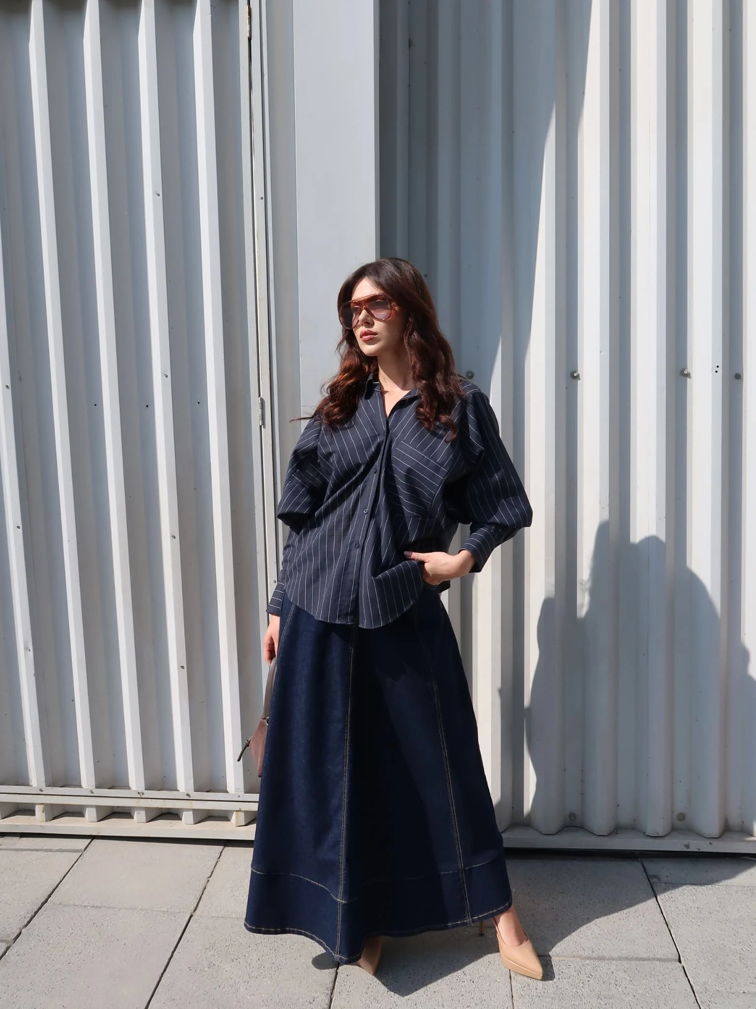 Zia Stripe Oversized Buttondown Shirt - Image 5