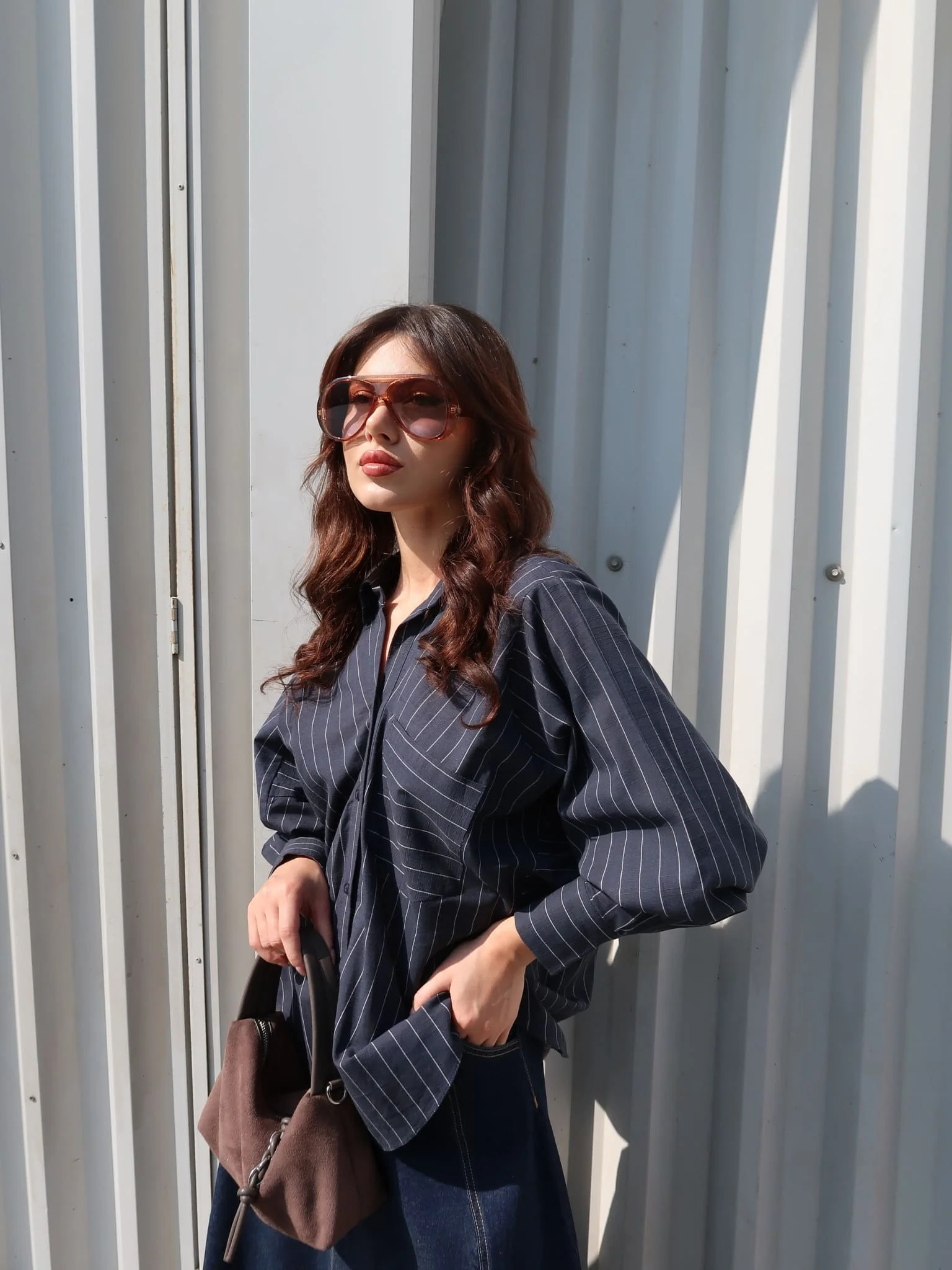Zia Stripe Oversized Buttondown Shirt - Image 6