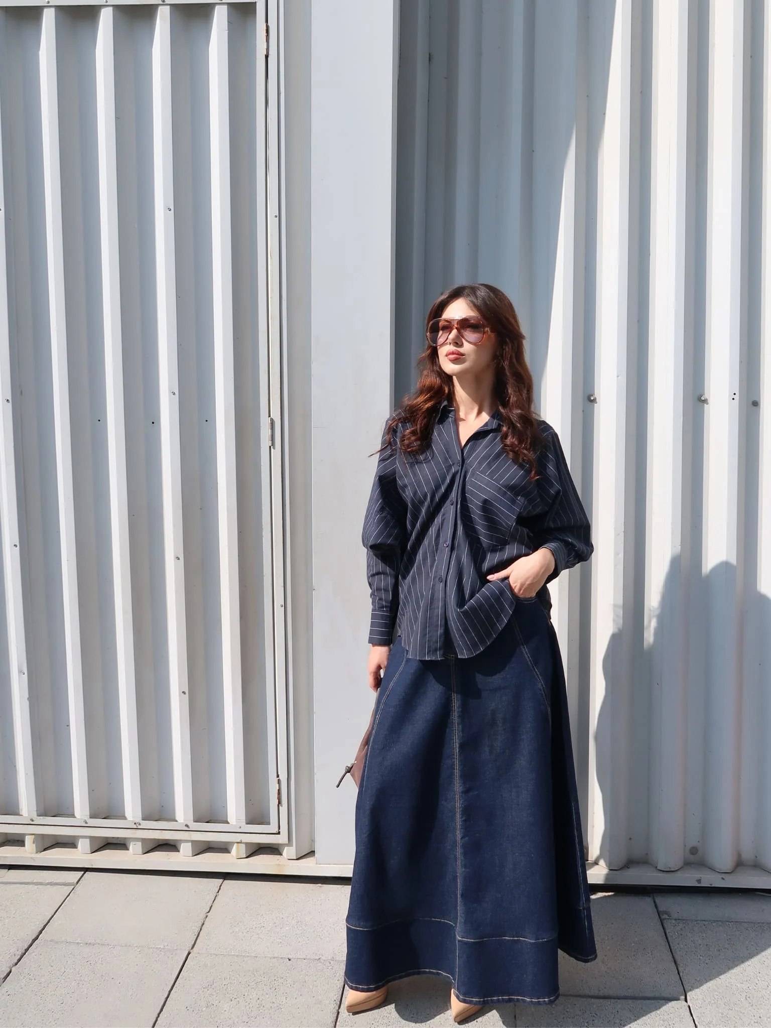Zia Stripe Oversized Buttondown Shirt - Image 8