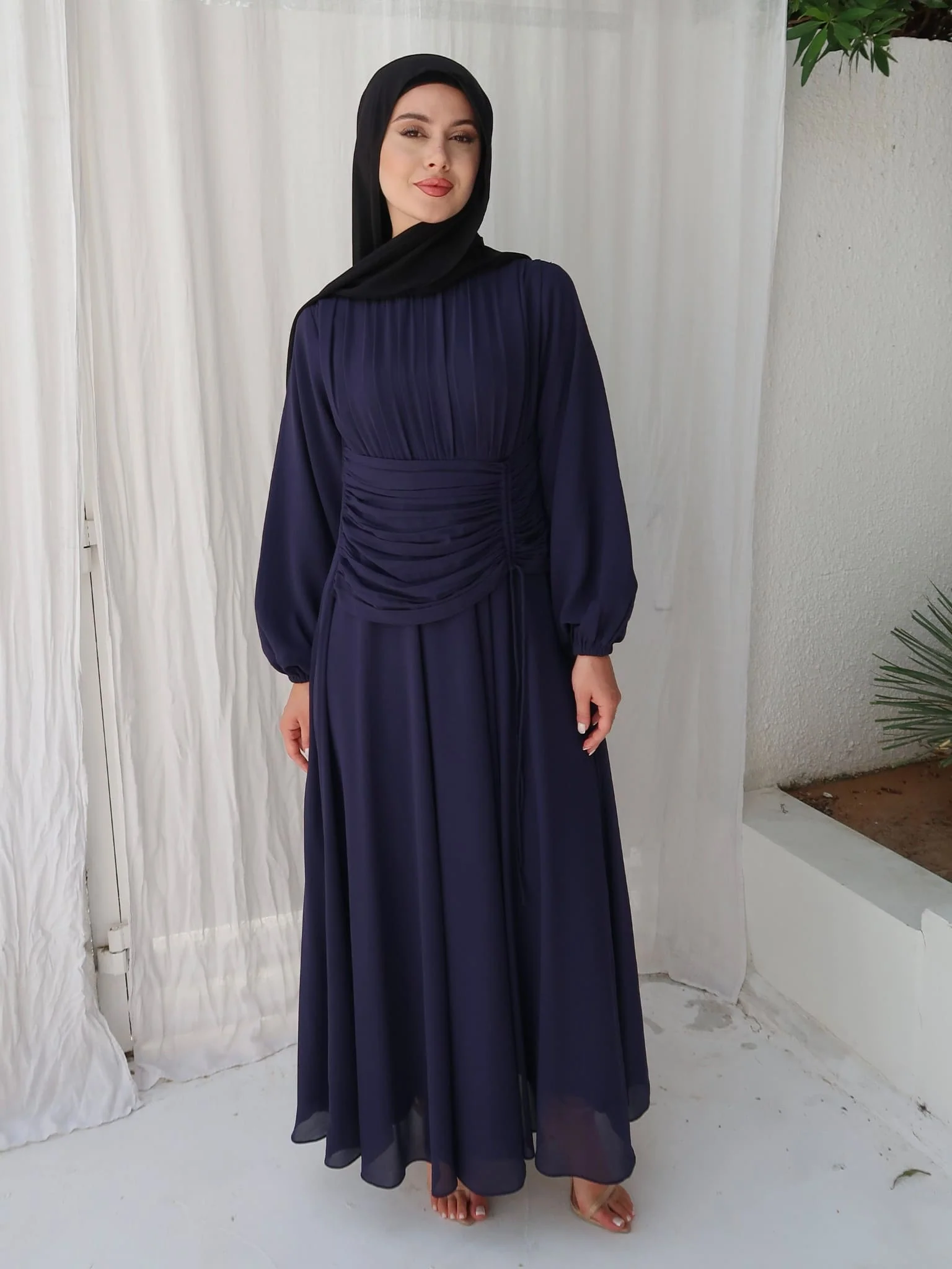 Zuri Blue Pleated Long Dress - Image 10