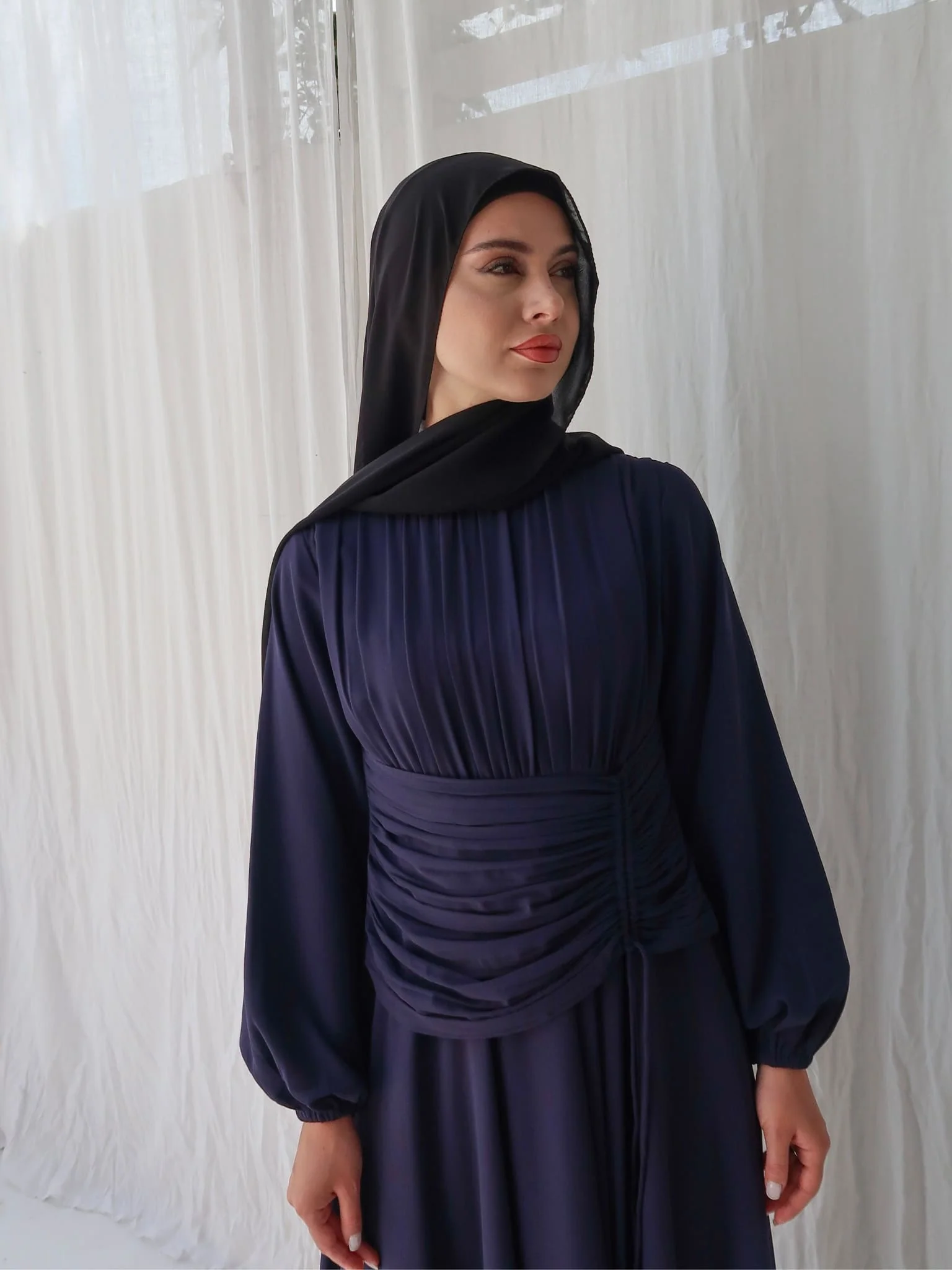 Zuri Blue Pleated Long Dress - Image 16